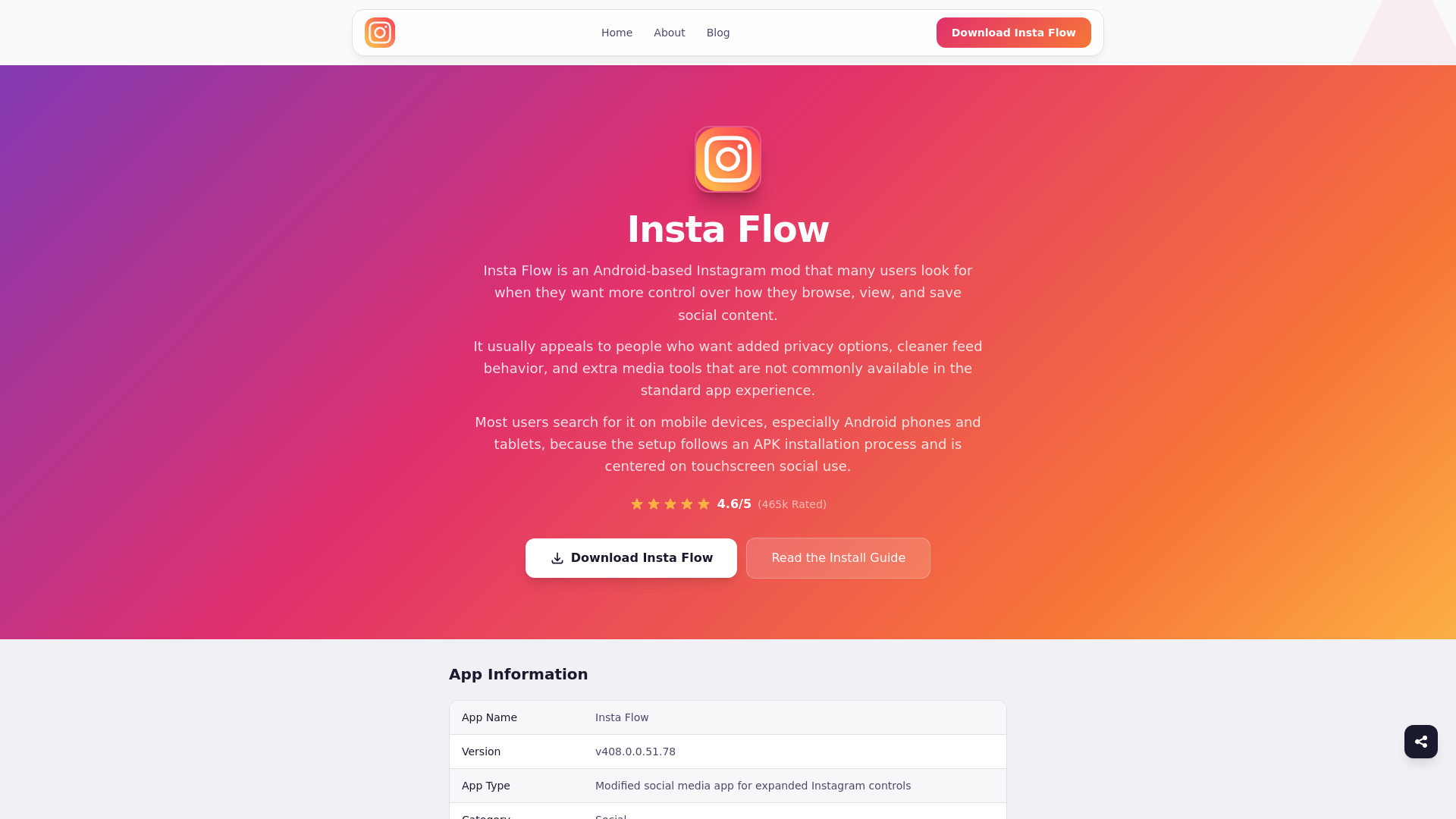 website screenshot of https://instaflowapk-com.pages.dev/