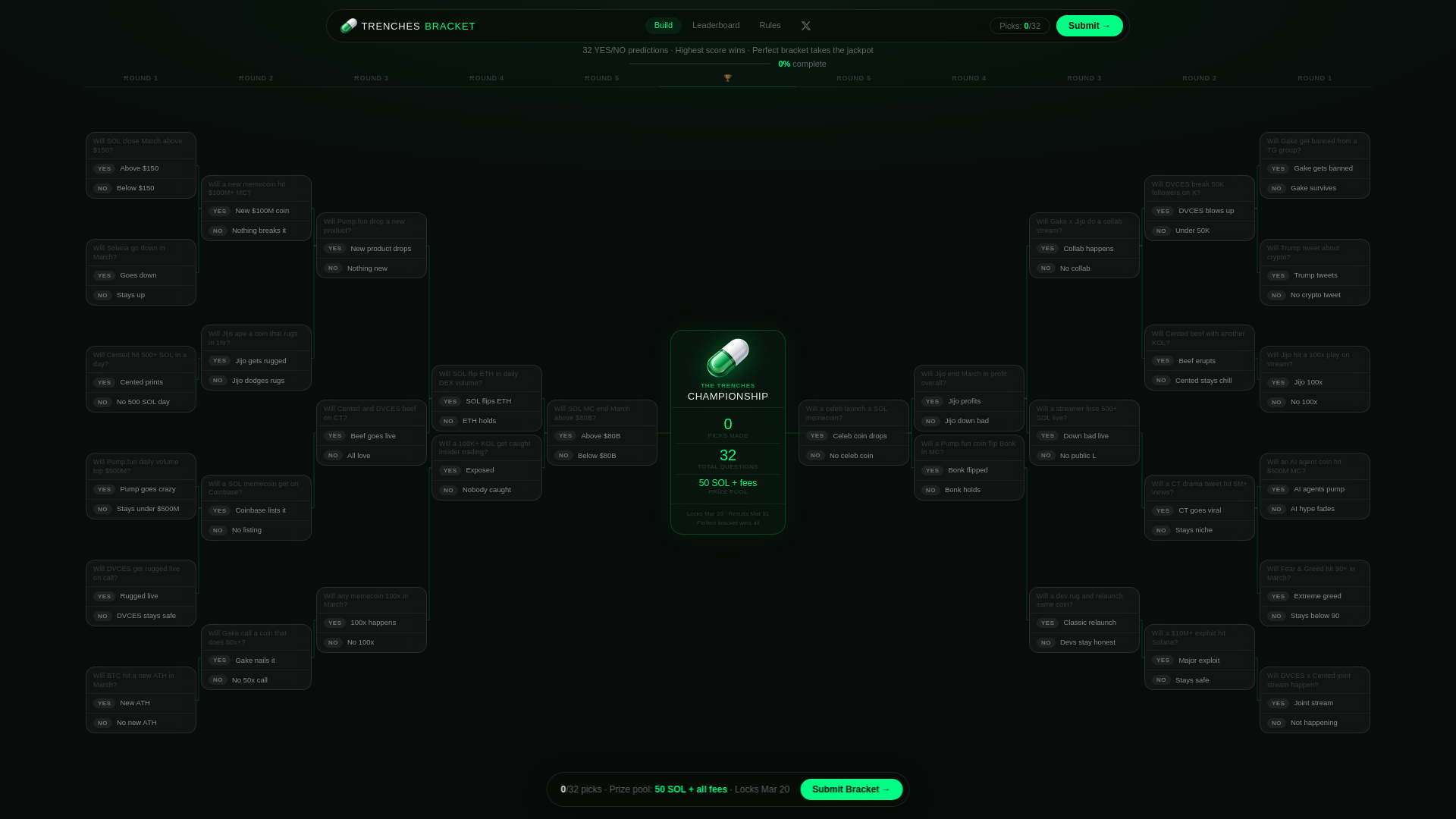 website screenshot of https://trenchesbracket.com/