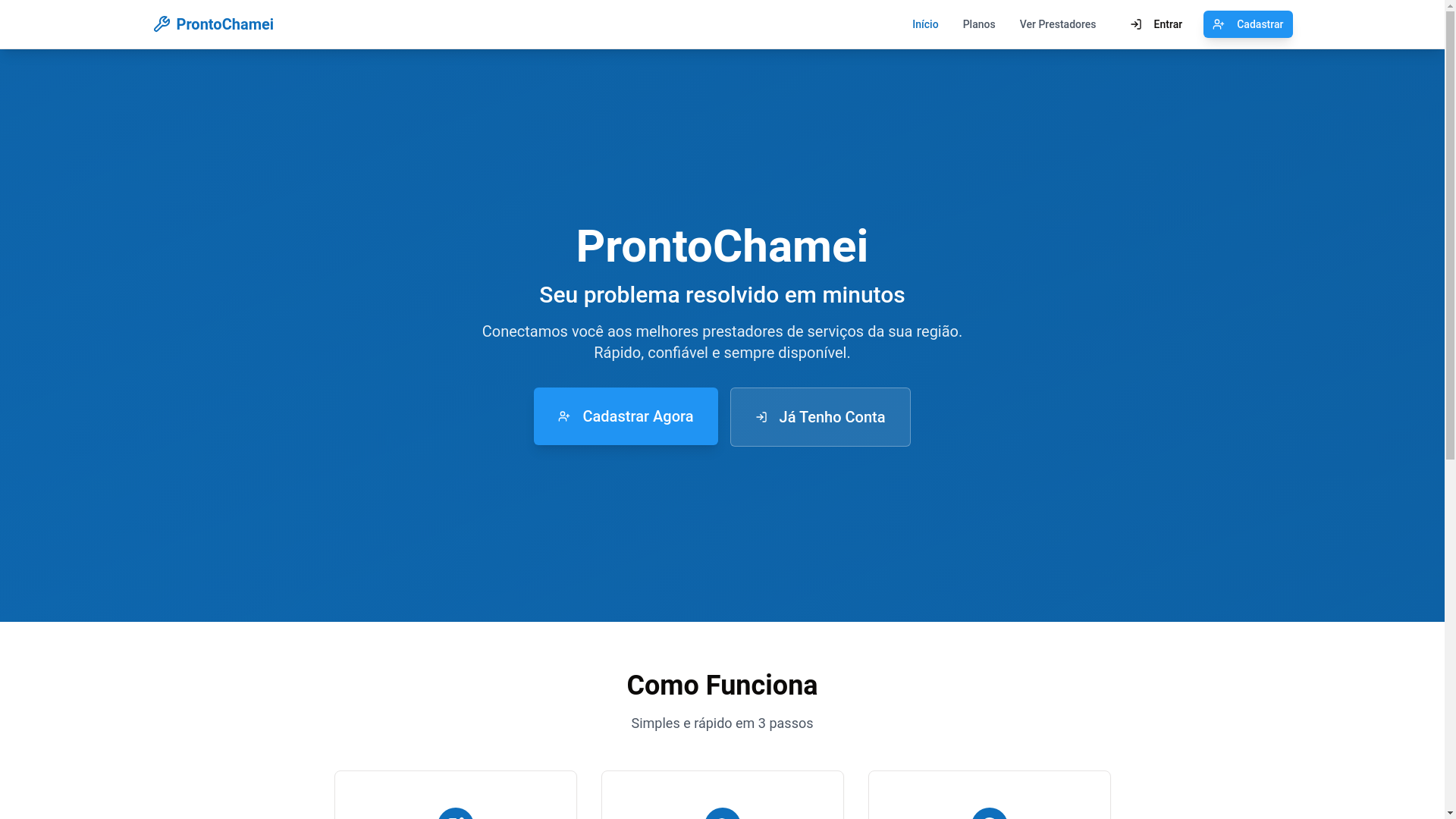 website screenshot of https://prontochamei.com.br/