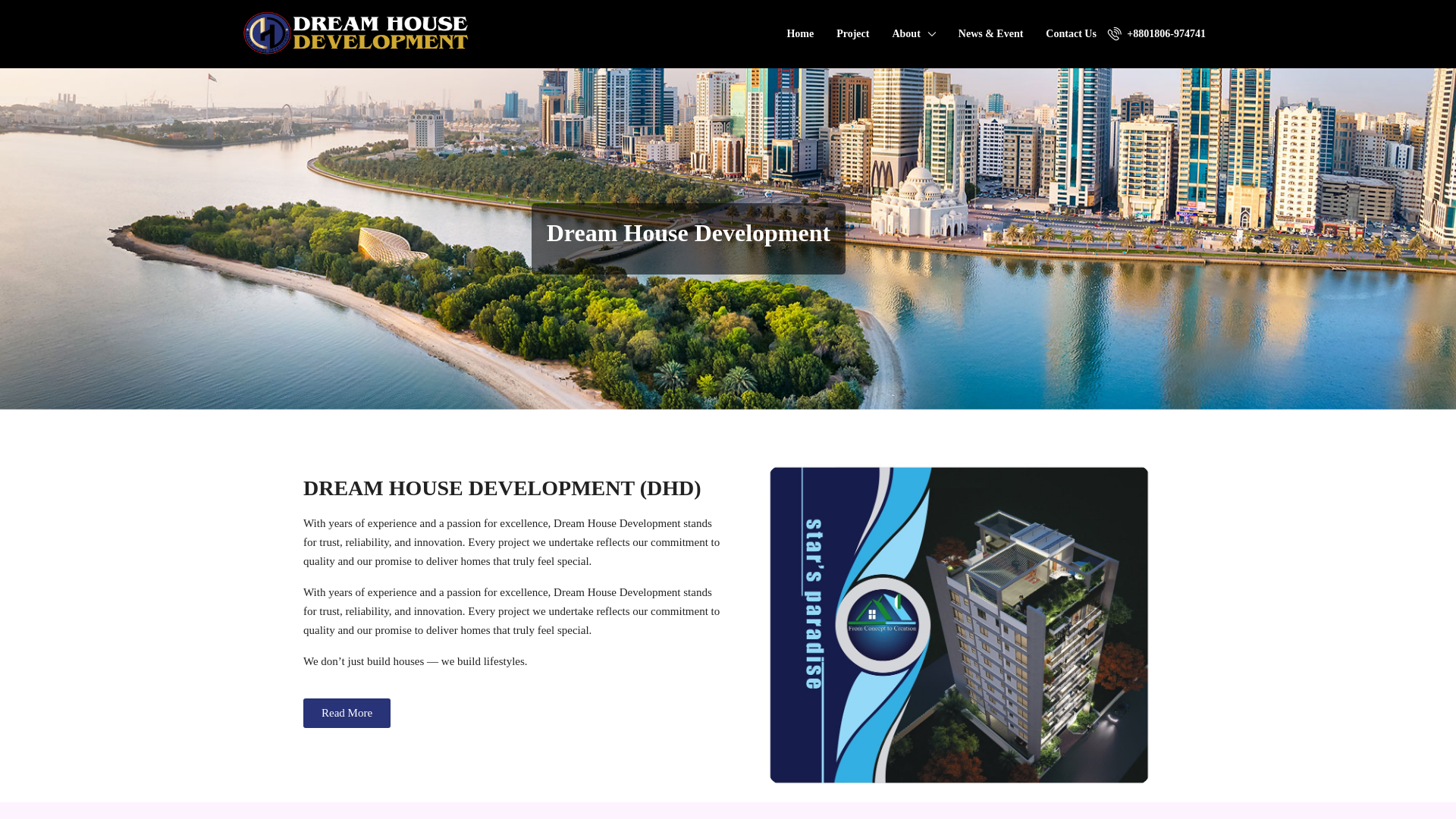 website screenshot of https://dreamhousedevelopmentbd.com/