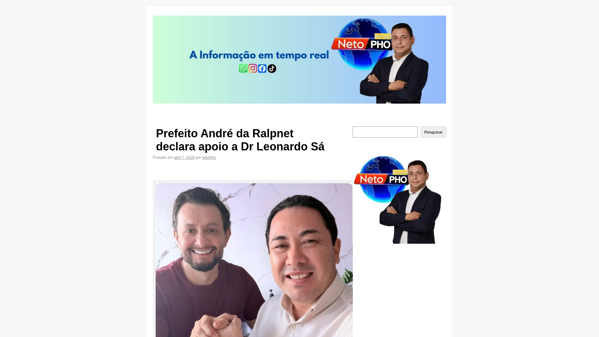 website screenshot of https://portalnetopho.com.br