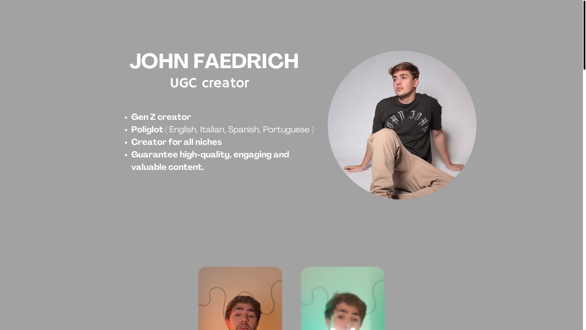 website screenshot of https://ugcjohnfaedrich.com/