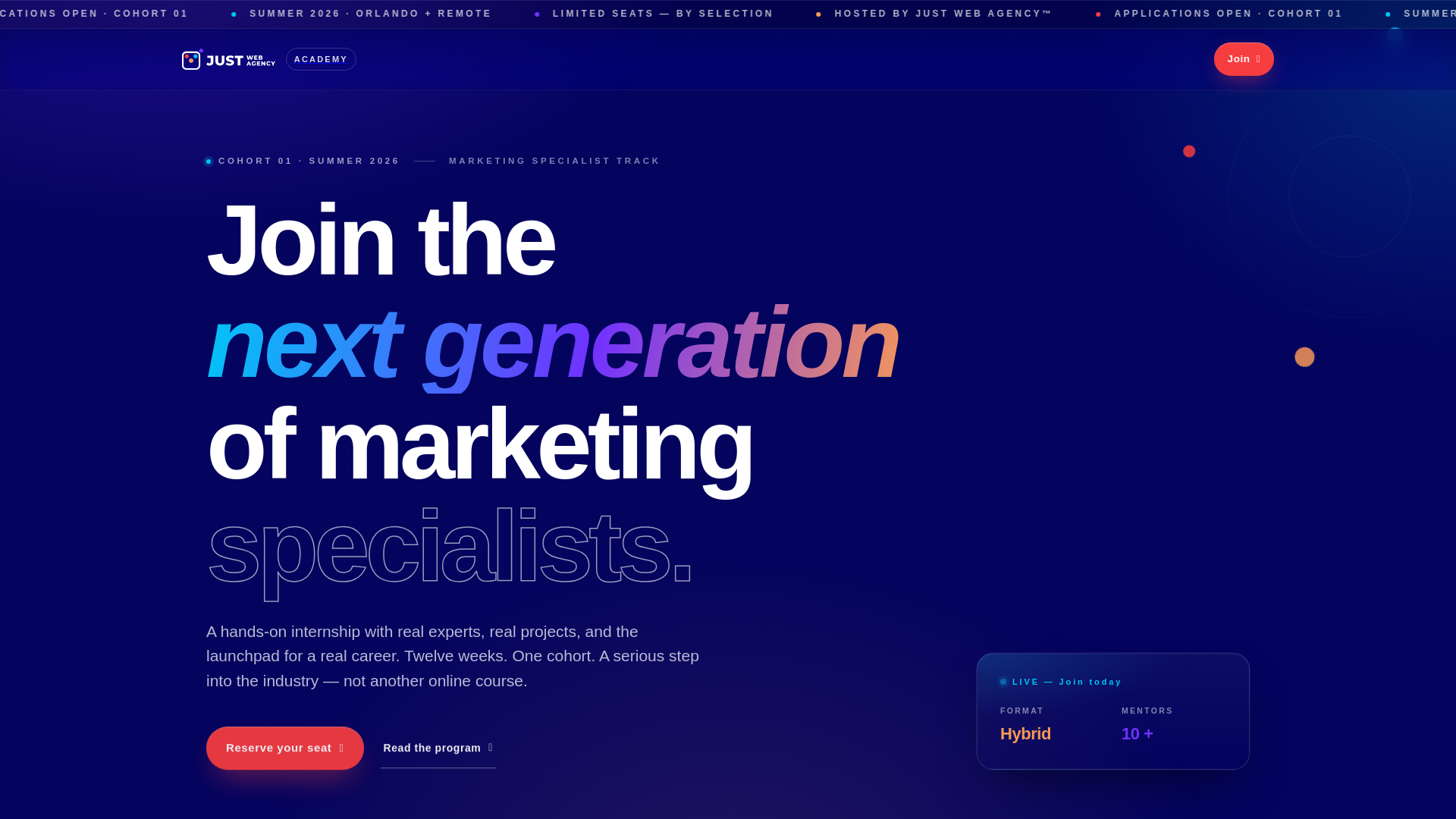 website screenshot of https://just-web-acedemy-landing-pa-yz9ik.kinsta.page