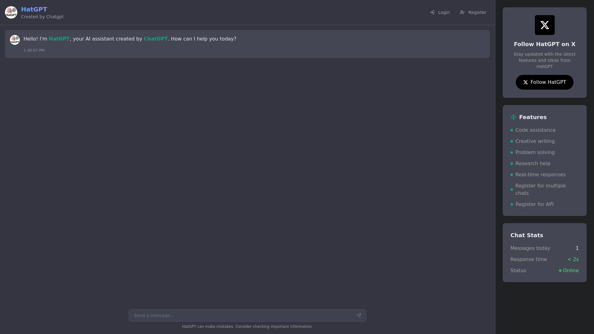 website screenshot of https://hatgpt.fun/
