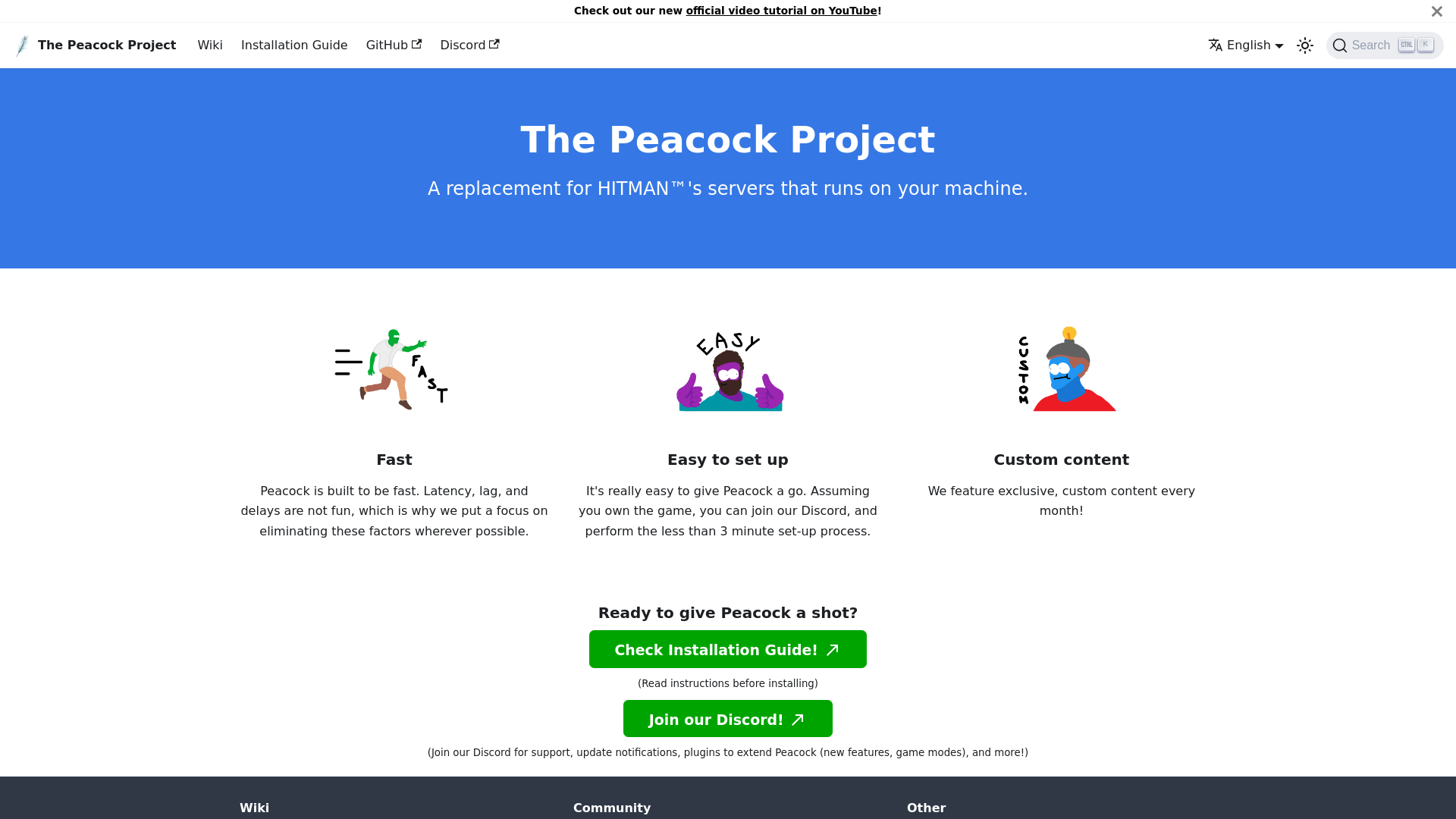 website screenshot of https://thepeacockproject-org.pages.dev/