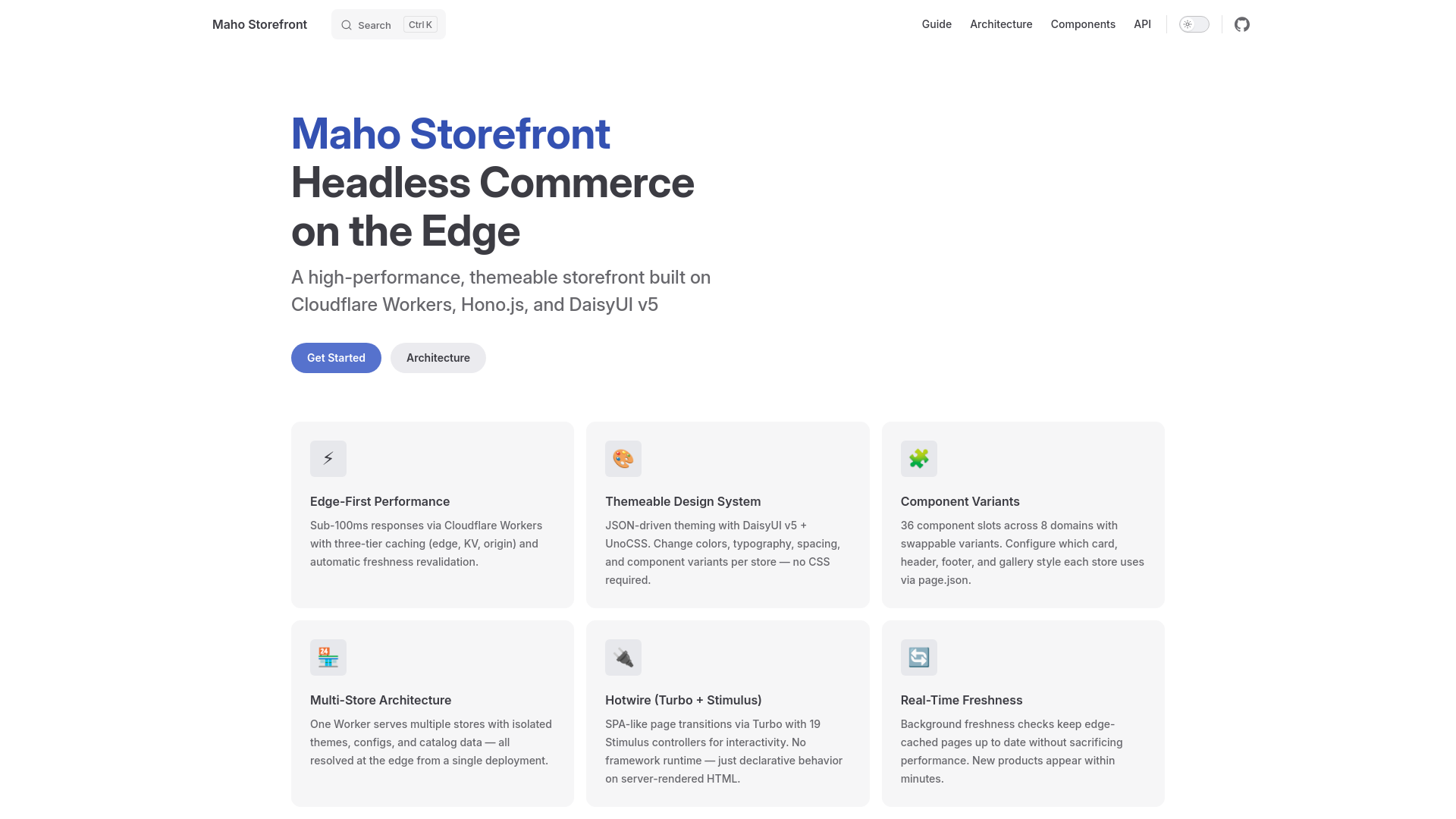 website screenshot of https://maho-storefront-docs.pages.dev/