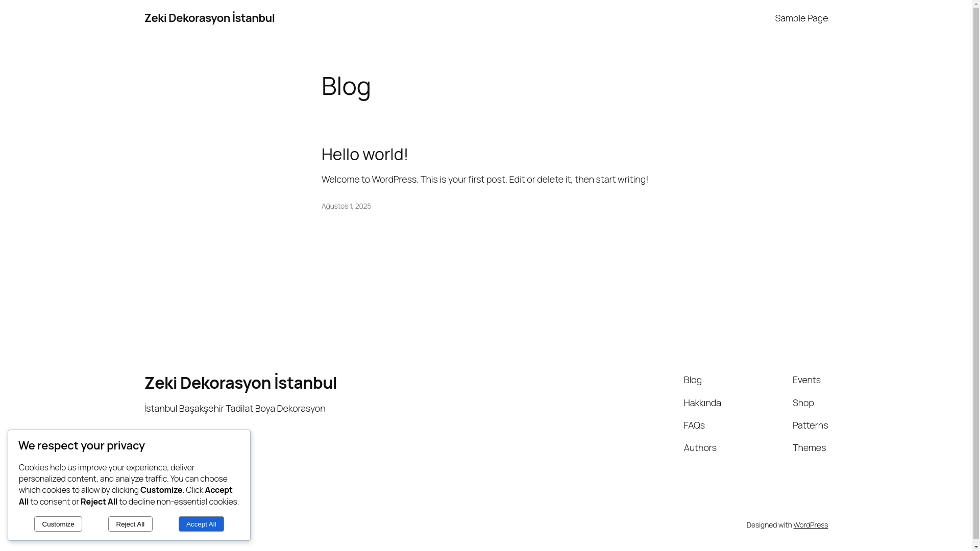 website screenshot of https://zekidekorasyon.com.tr/