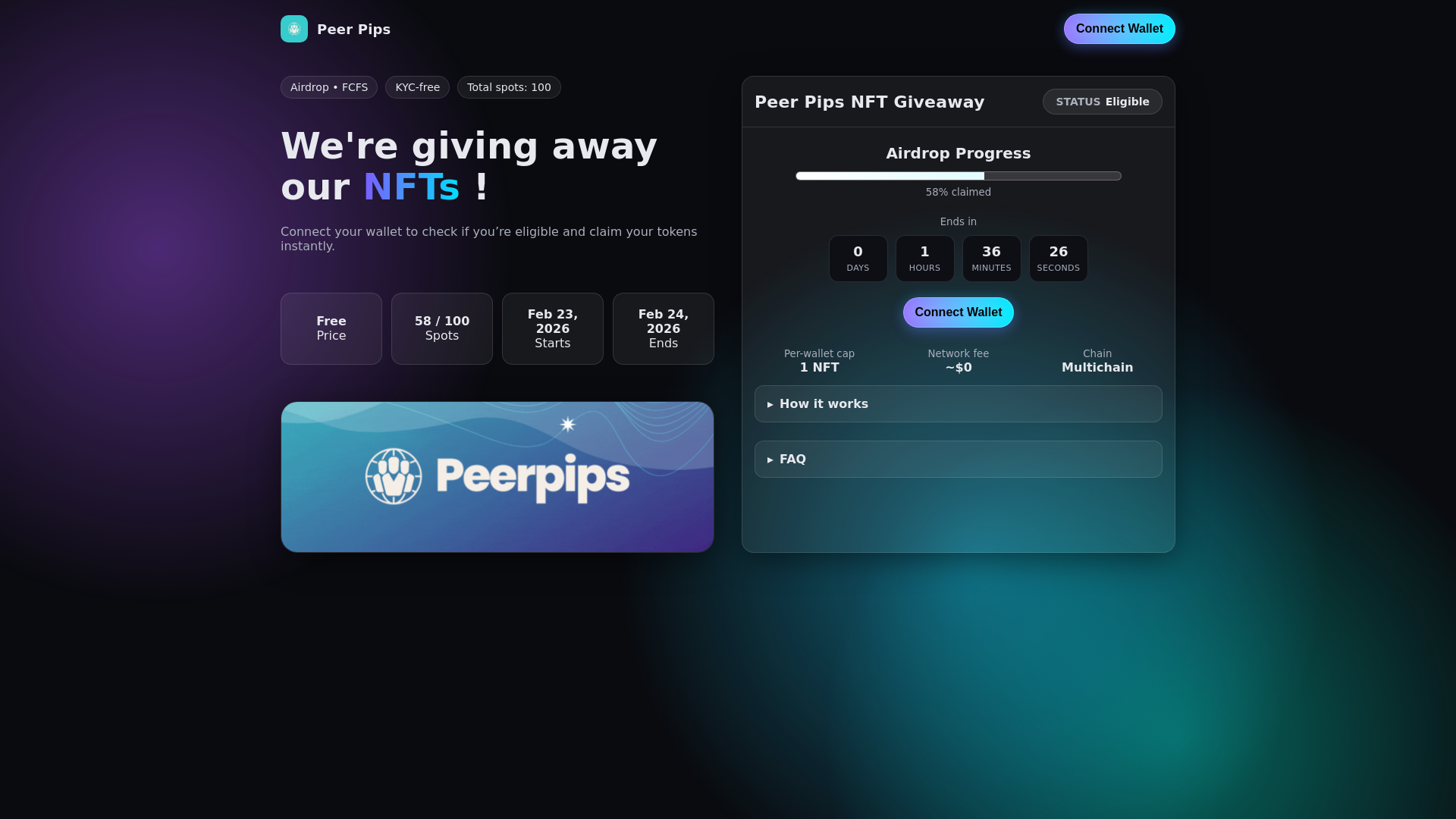 website screenshot of https://peerpips.xyz/