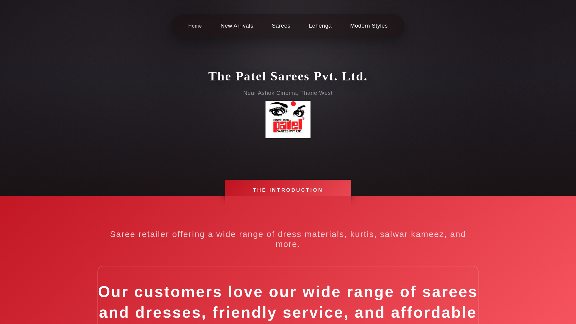 website screenshot of https://patelsareespvtltd.shop/