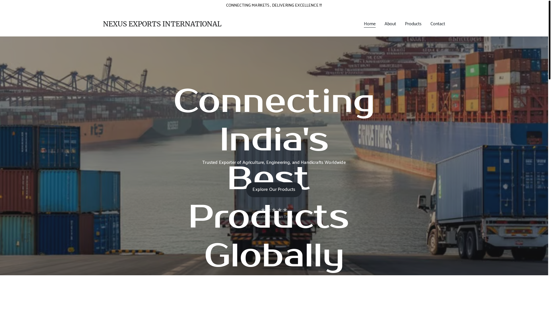 website screenshot of https://nexusexportsinternational.in/