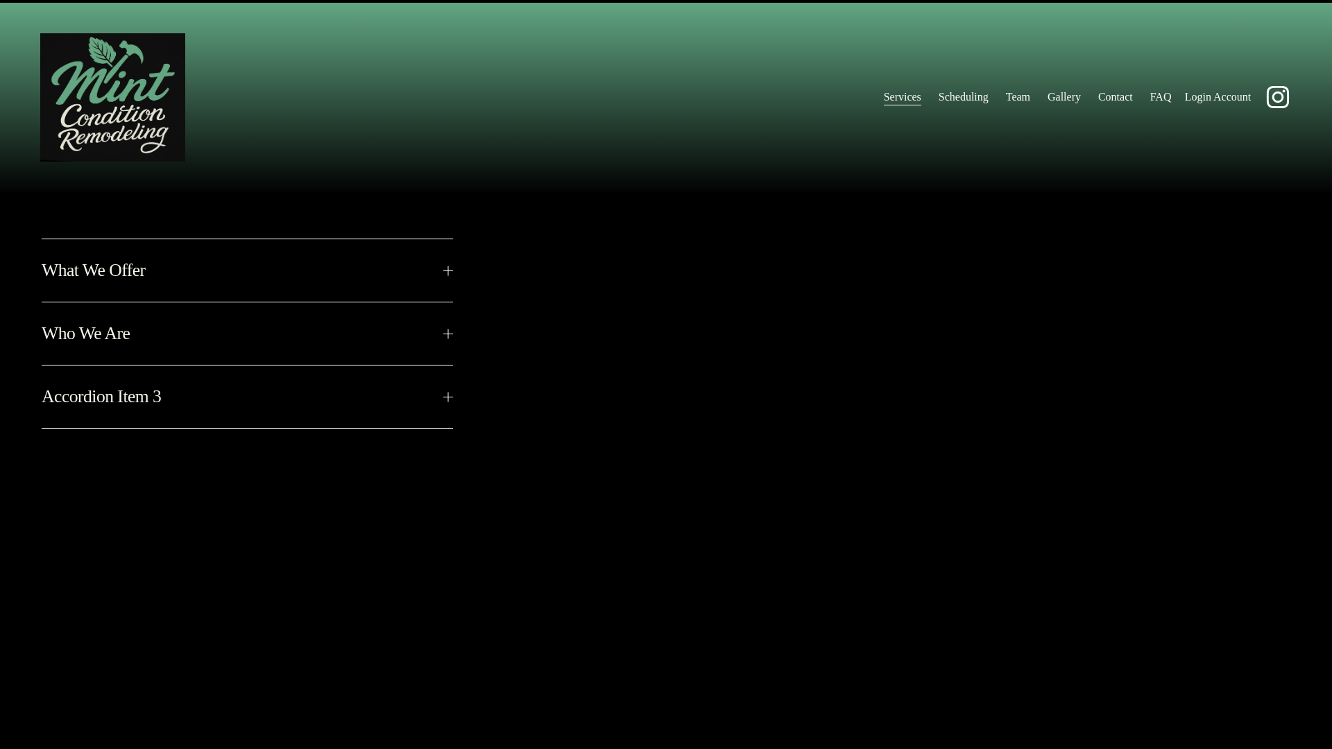 website screenshot of https://mintconditionremodeling.com/