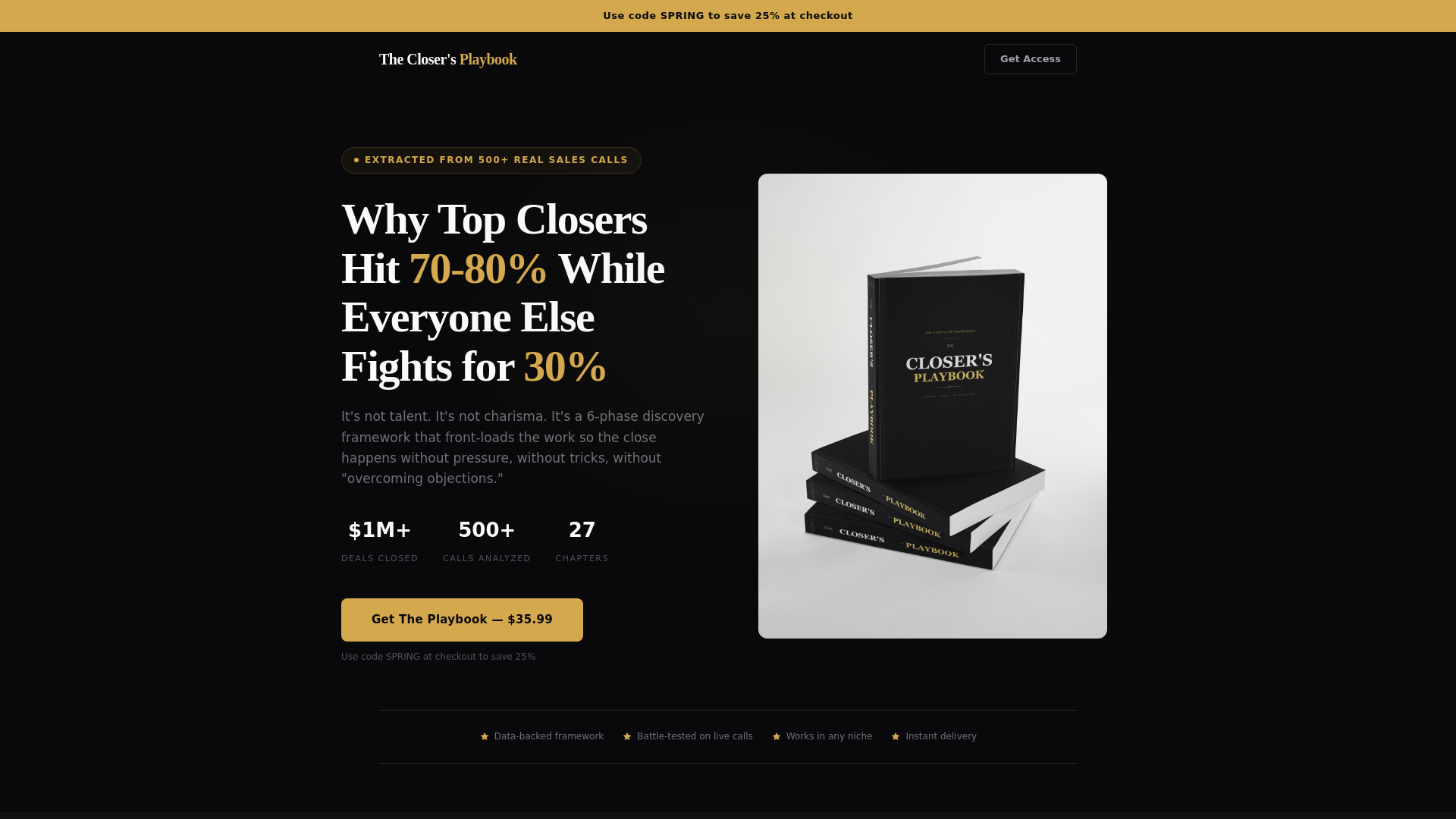 website screenshot of https://yourcloserplaybook.com/