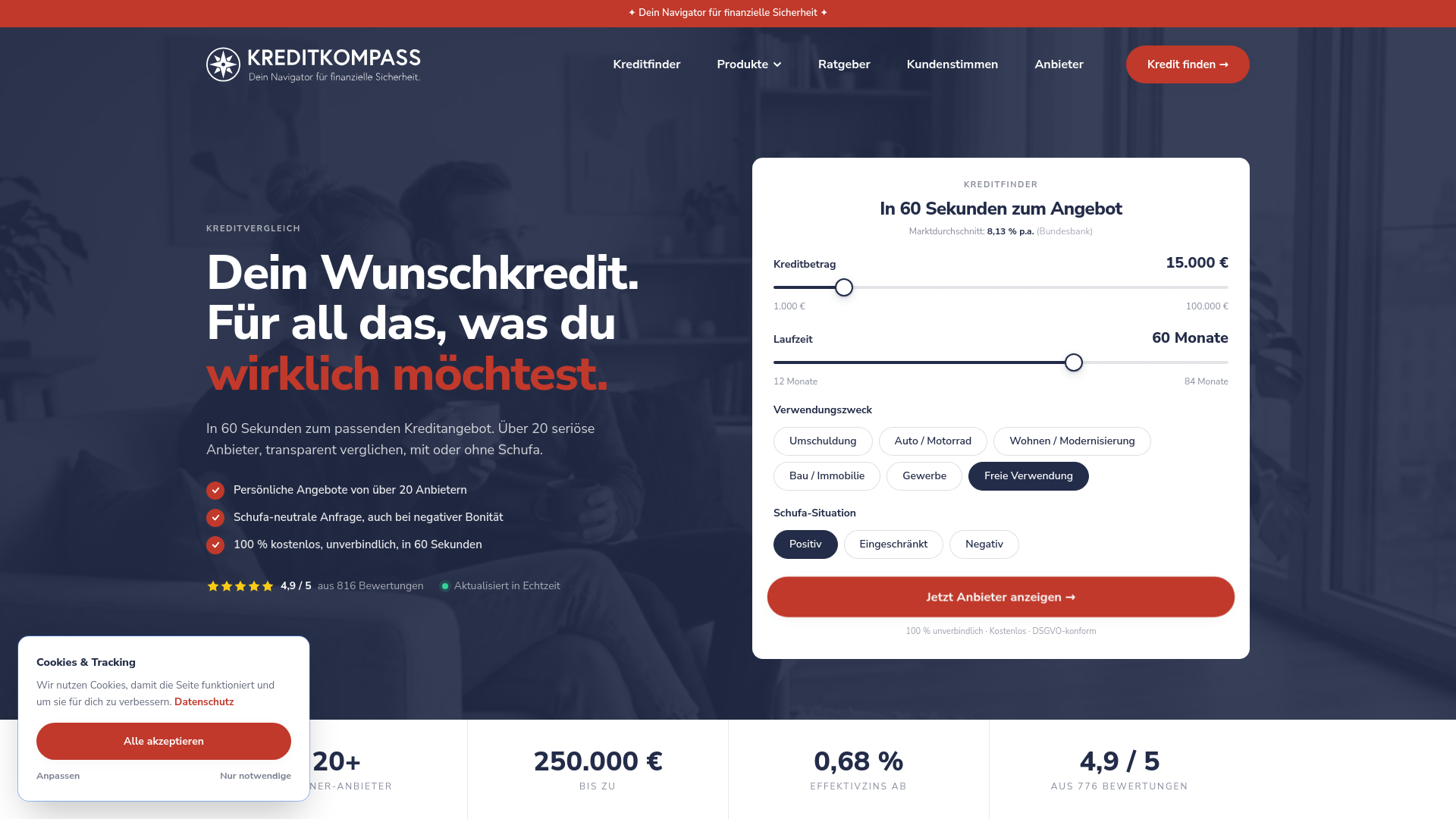 website screenshot of https://kredit-kompass.com/