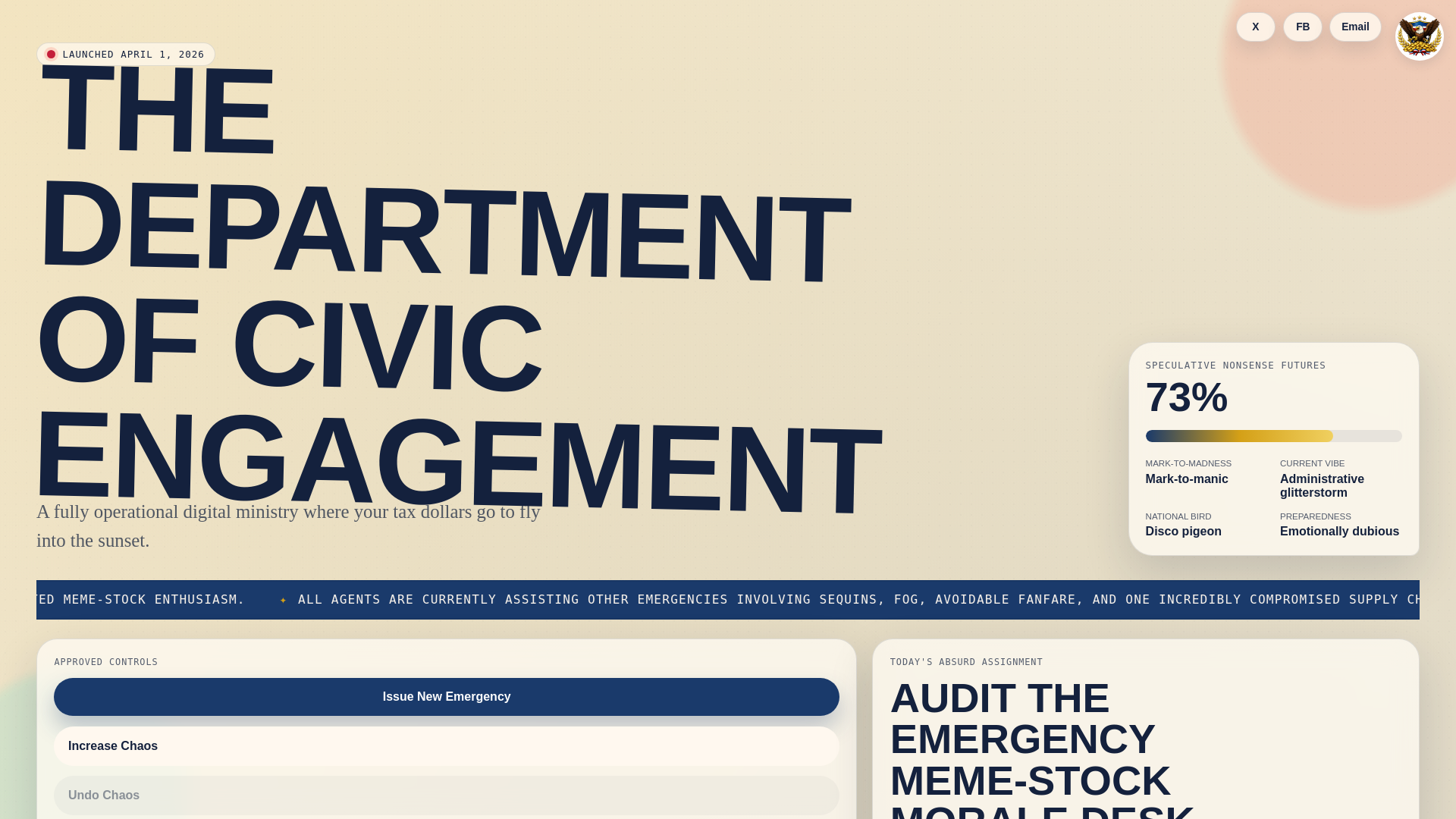 website screenshot of https://ridiculousdepartment.com