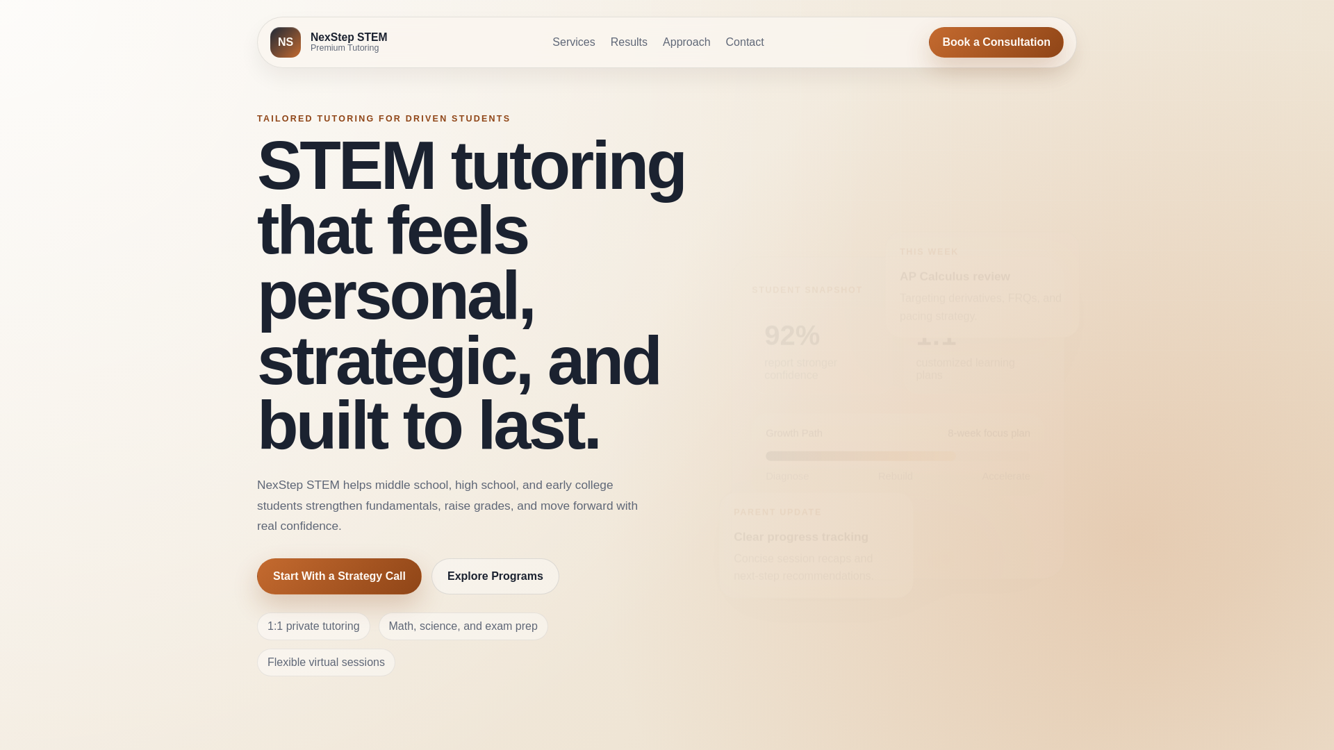 website screenshot of https://nexstepstem.com/