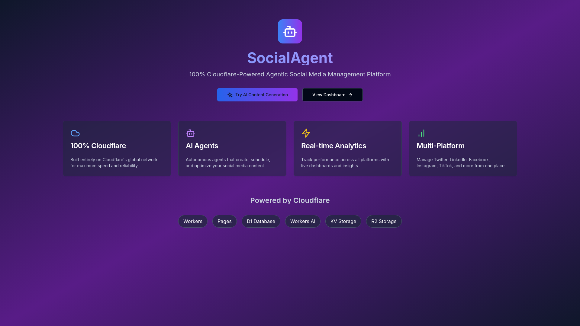 website screenshot of https://socialagent-frontend.pages.dev/