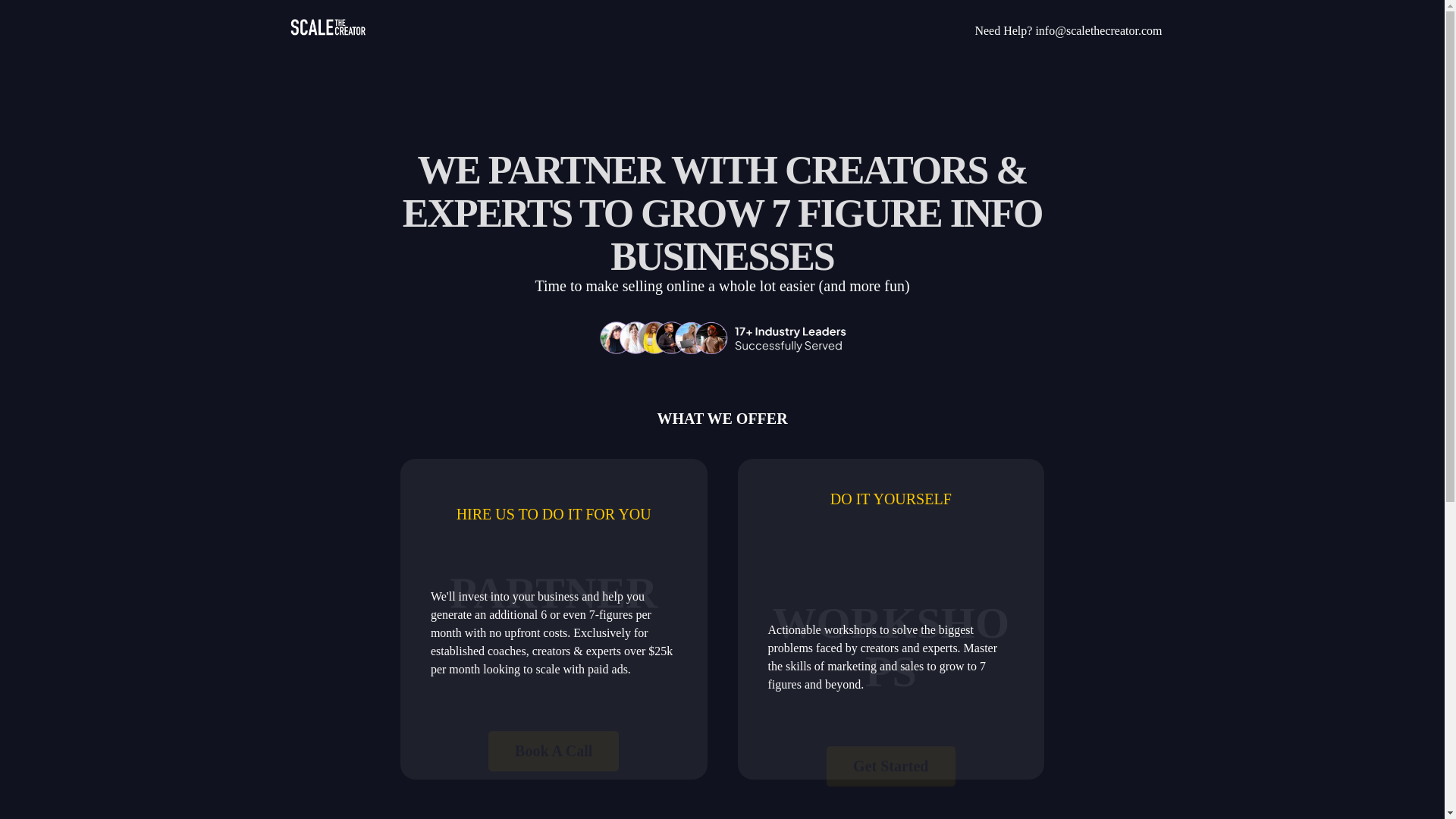 website screenshot of https://scalethecreators.com/
