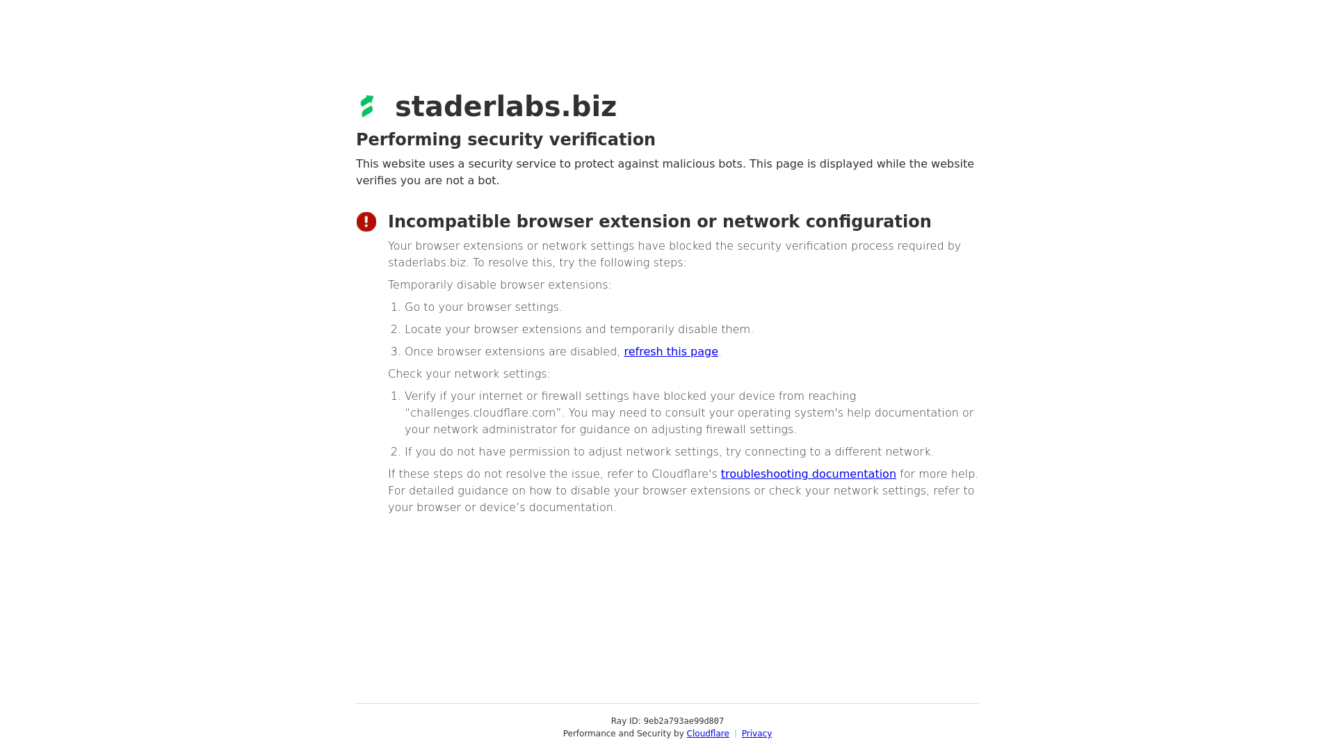 website screenshot of https://staderlabs.biz