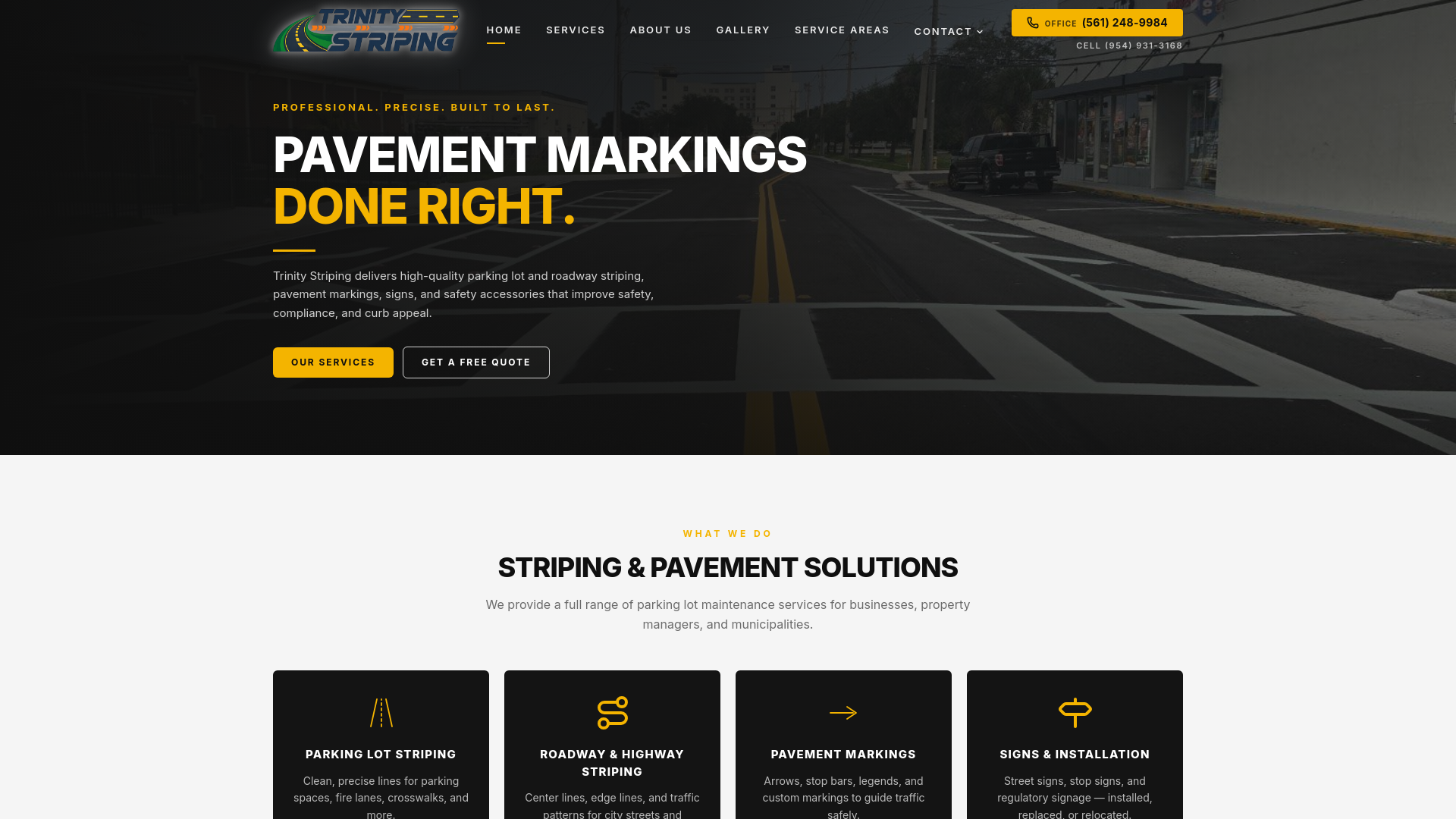 website screenshot of https://trinitystriping.com/