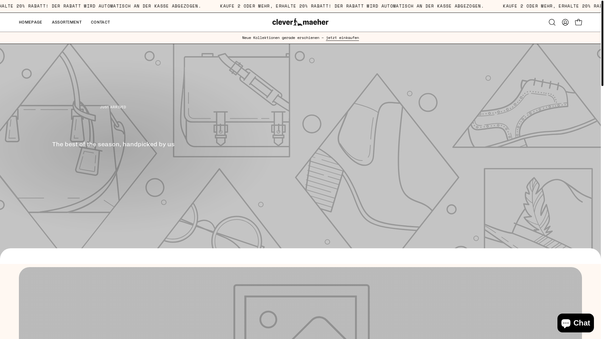 website screenshot of https://clevermaeher.shop/