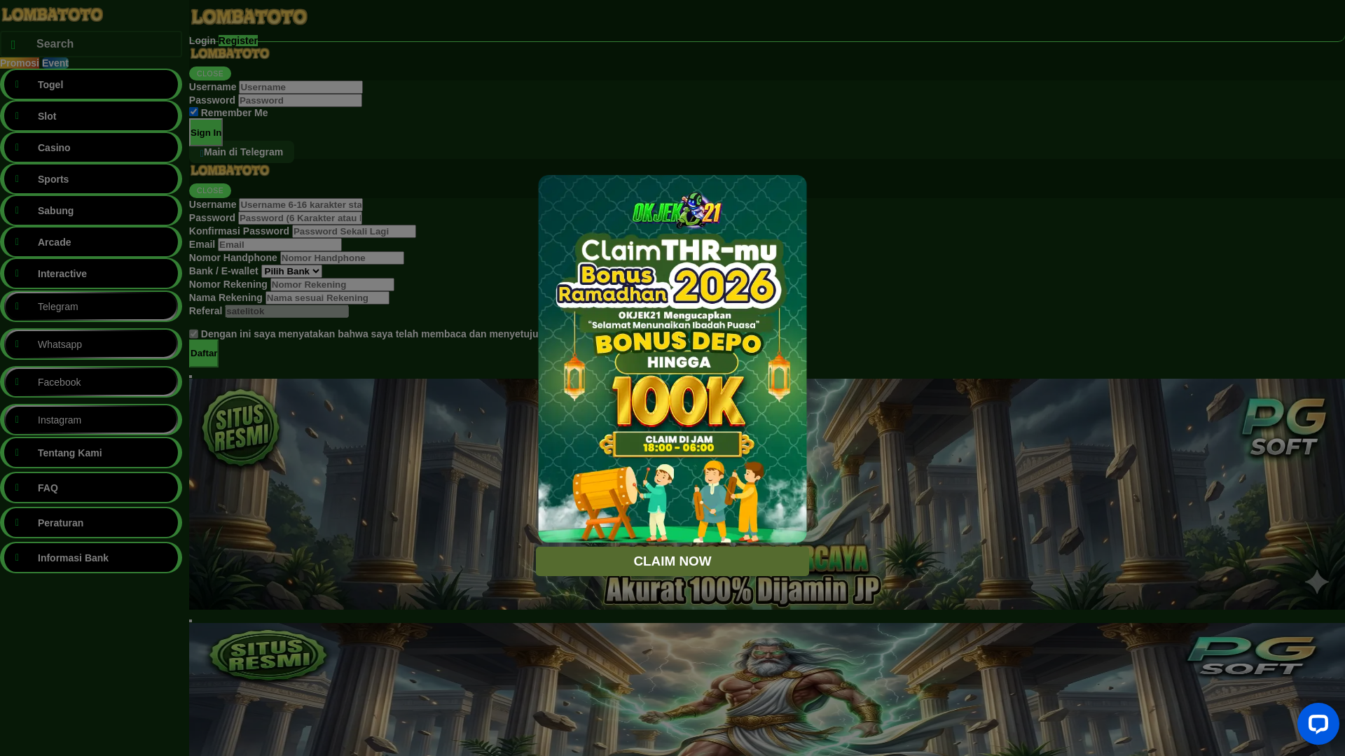 website screenshot of https://lombatotoslot.com/