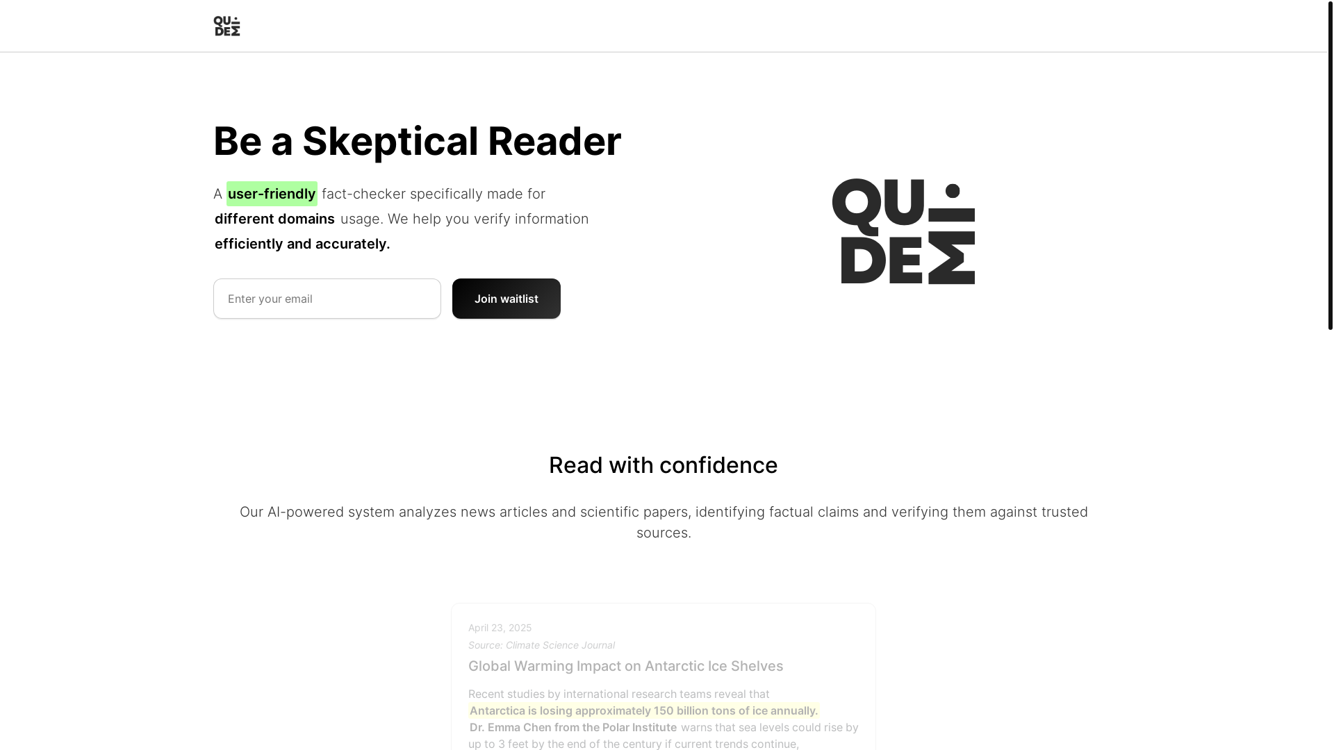 website screenshot of https://quidem.ai/