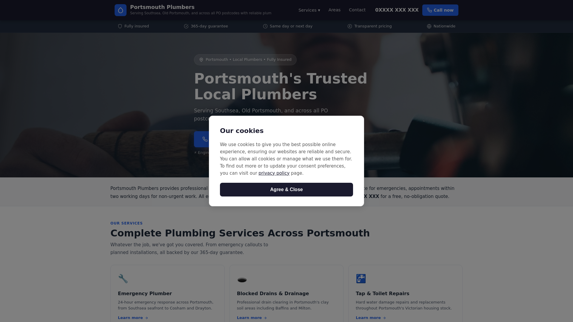 website screenshot of https://portsmouth-plumbers.pages.dev/