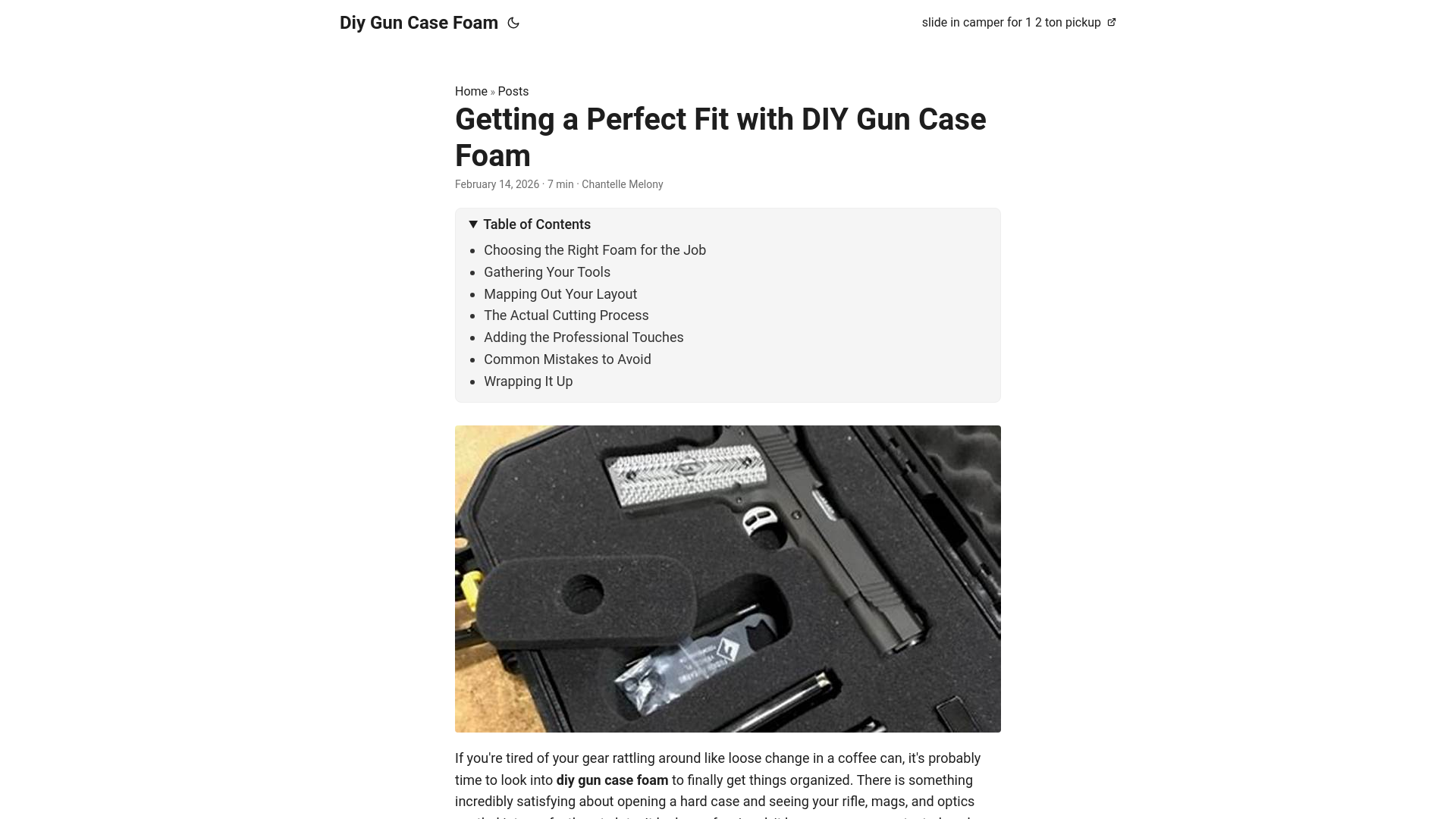 website screenshot of https://diy-gun-case-foam.pages.dev/