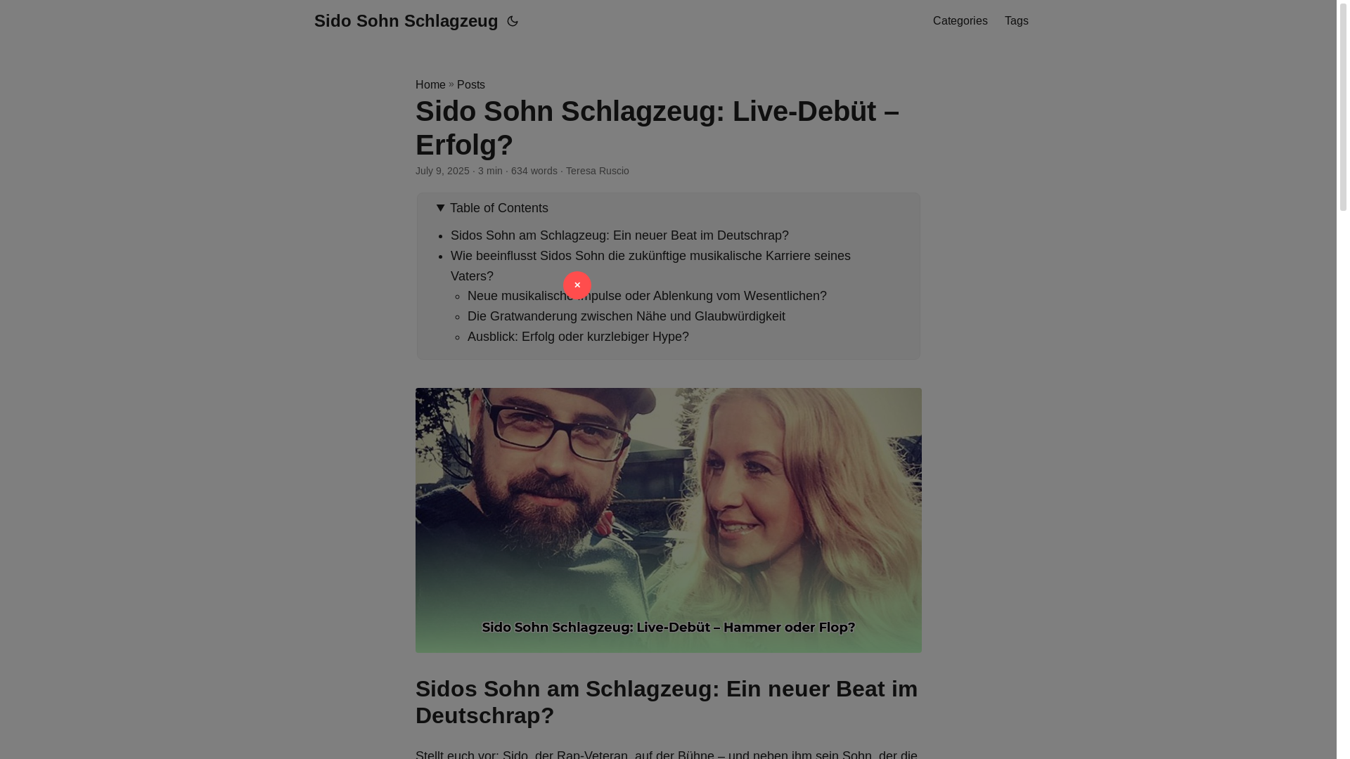website screenshot of https://sido-sohn-schlagzeug.pages.dev/