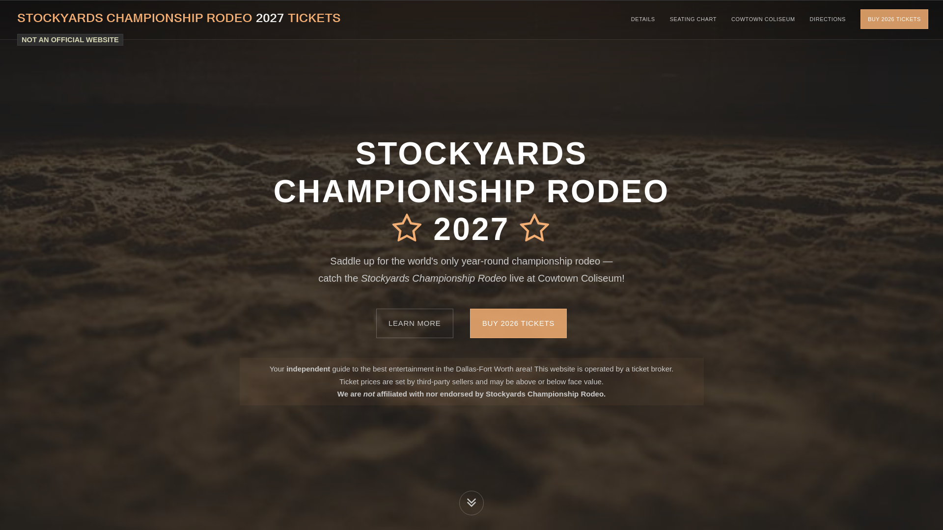 website screenshot of https://stockyardschampionshiprodeo2027.com