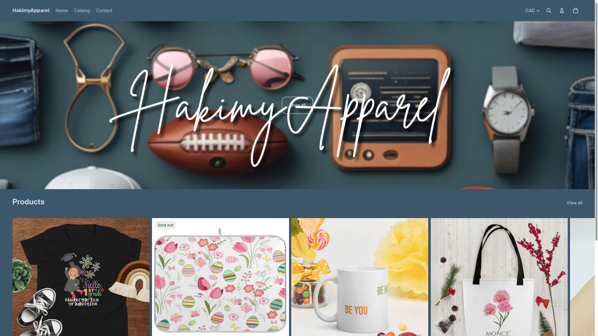 website screenshot of https://hakimyapparel.com/
