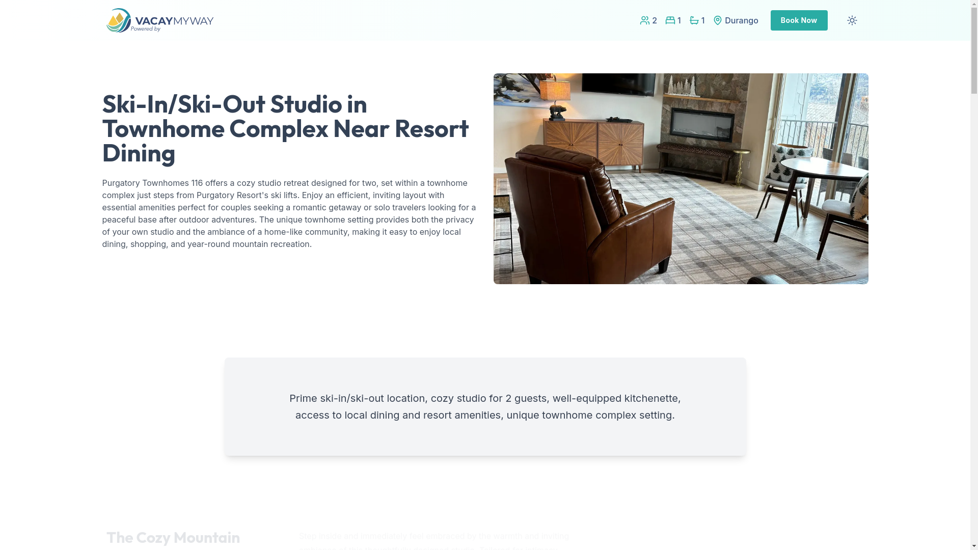 website screenshot of https://intimatesummit.rentals/