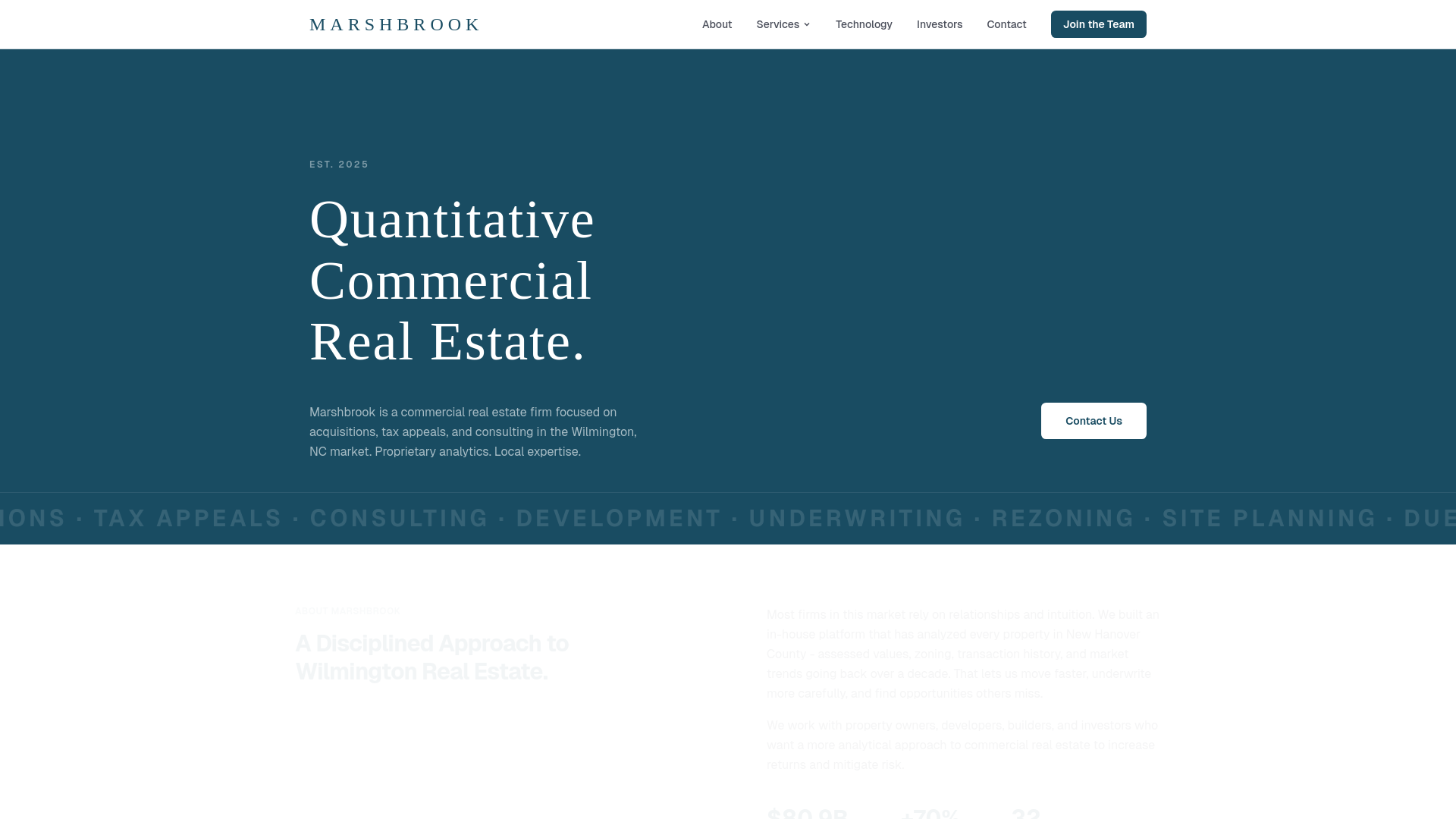 website screenshot of https://marshbrookco.com/