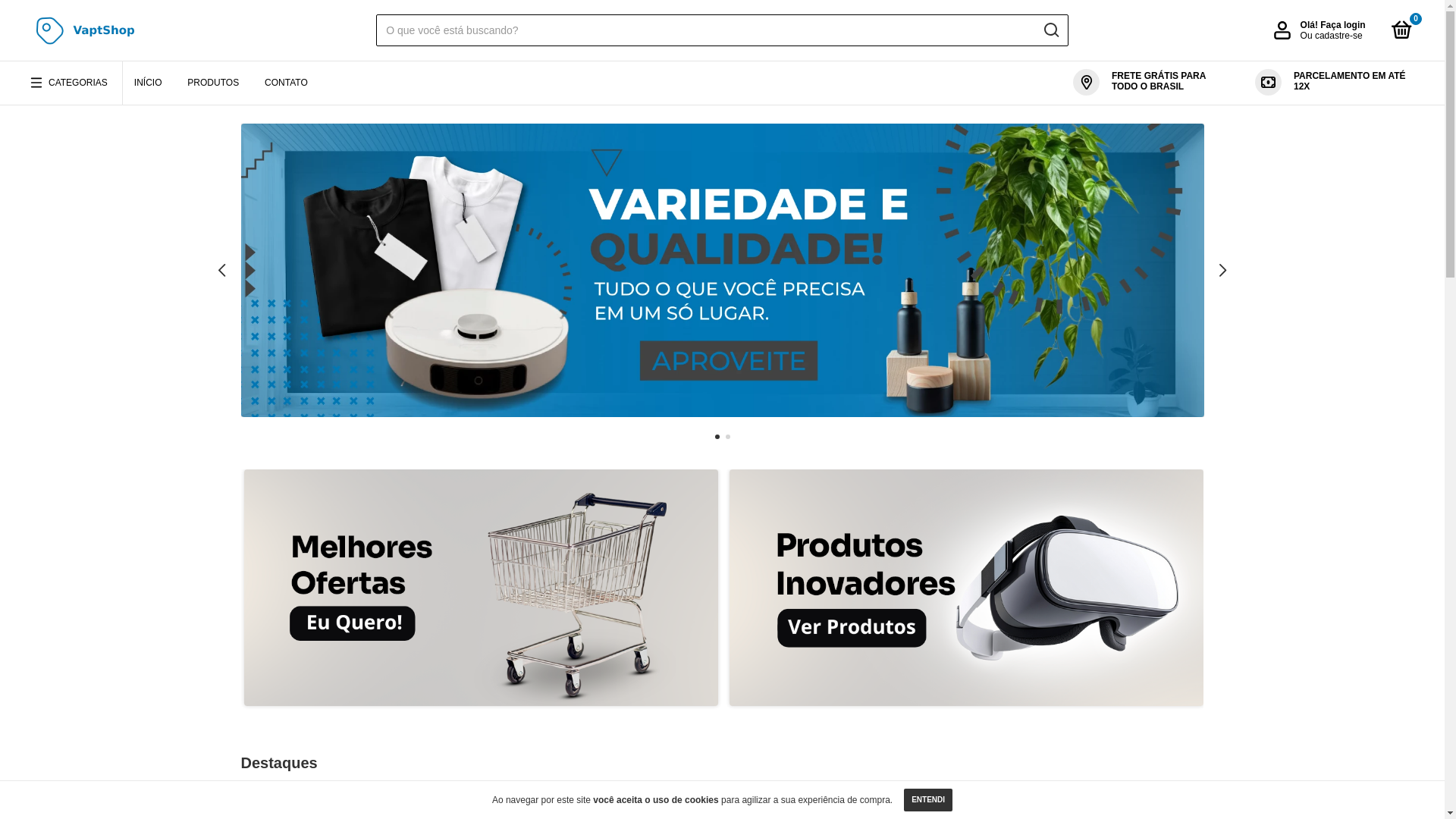 website screenshot of https://vapt-shoponline.com.br/