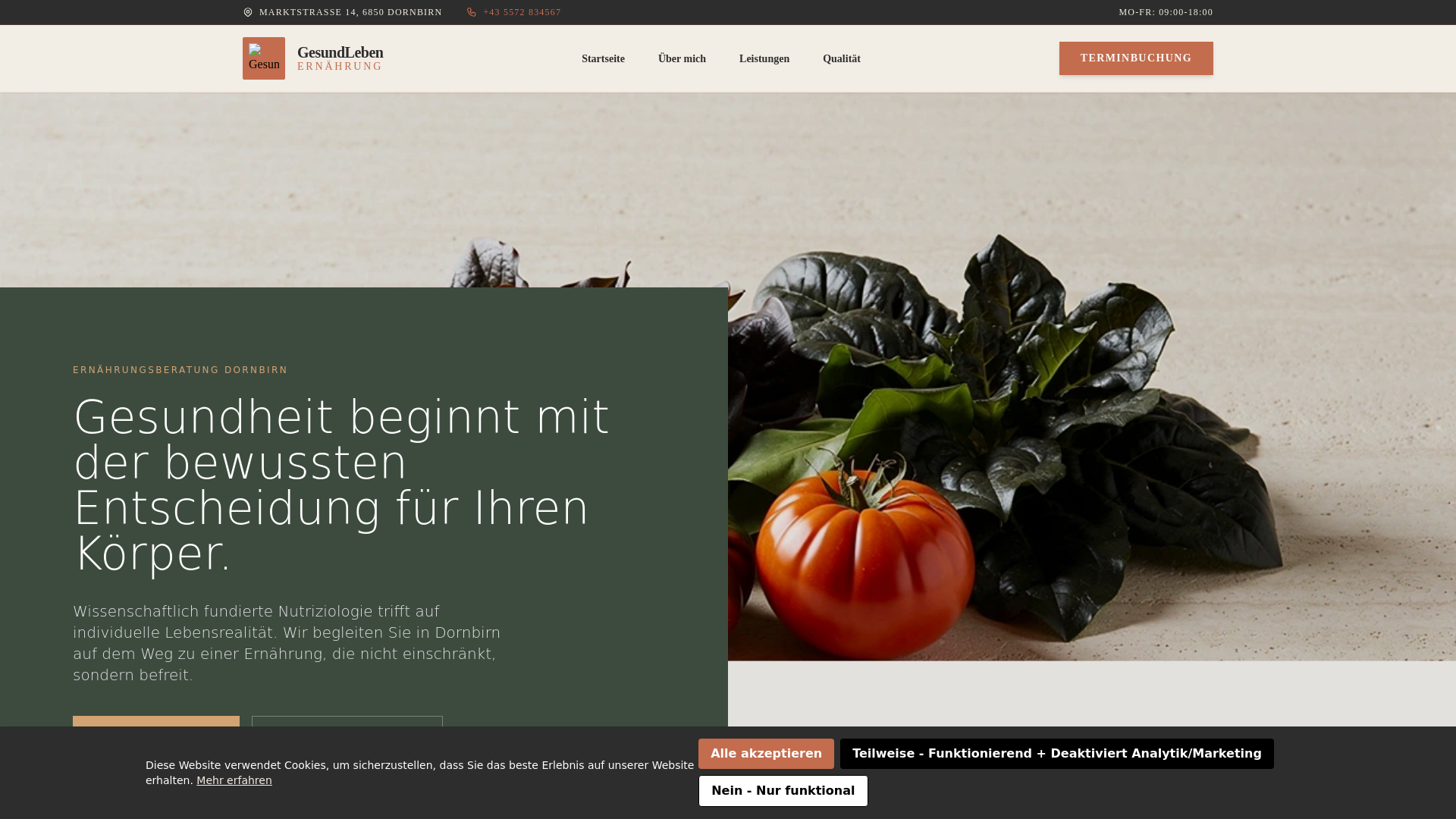 website screenshot of https://gesundlebenernaehrunsa.info/