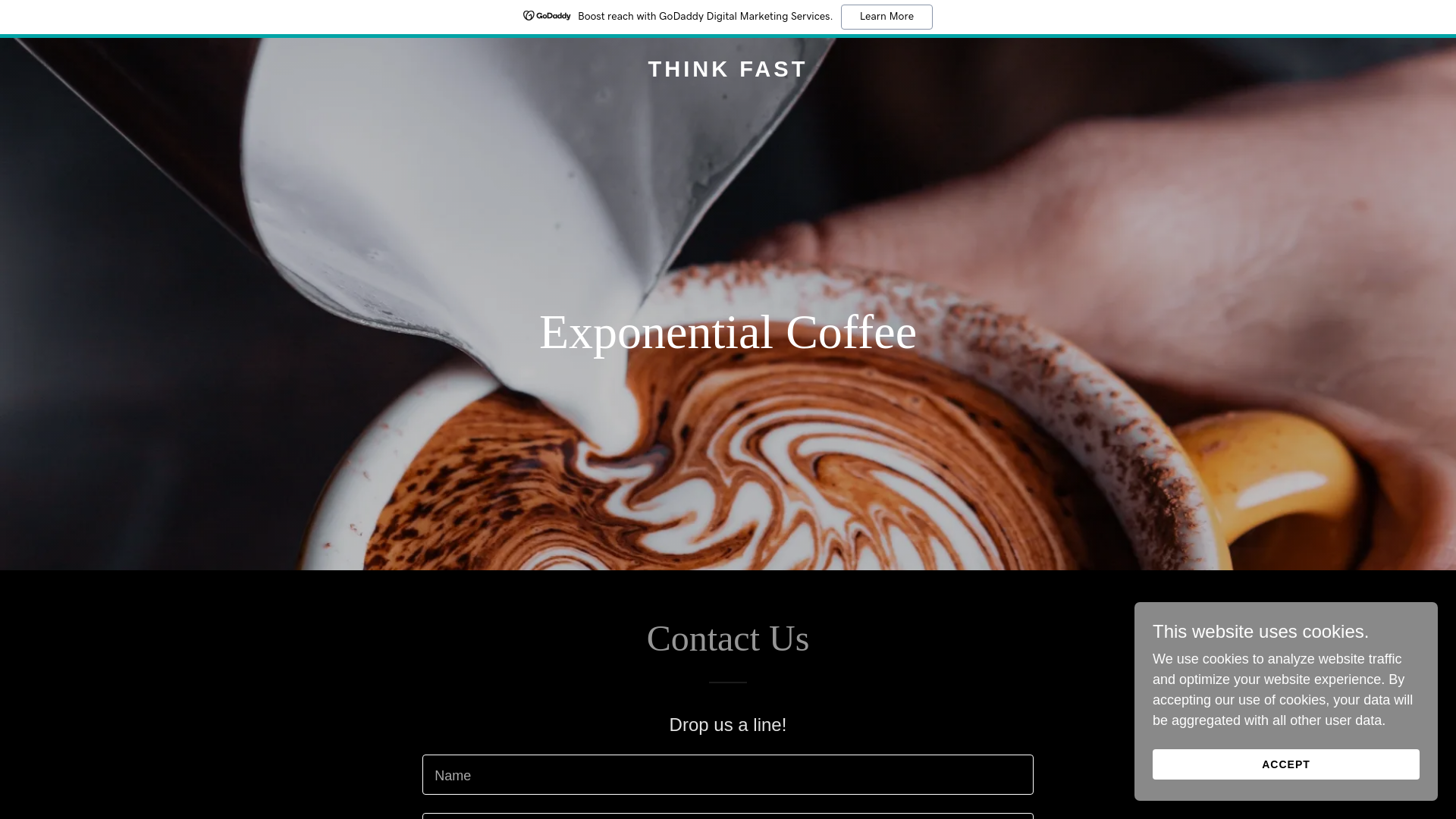 website screenshot of https://thinkfastcoffee.com/