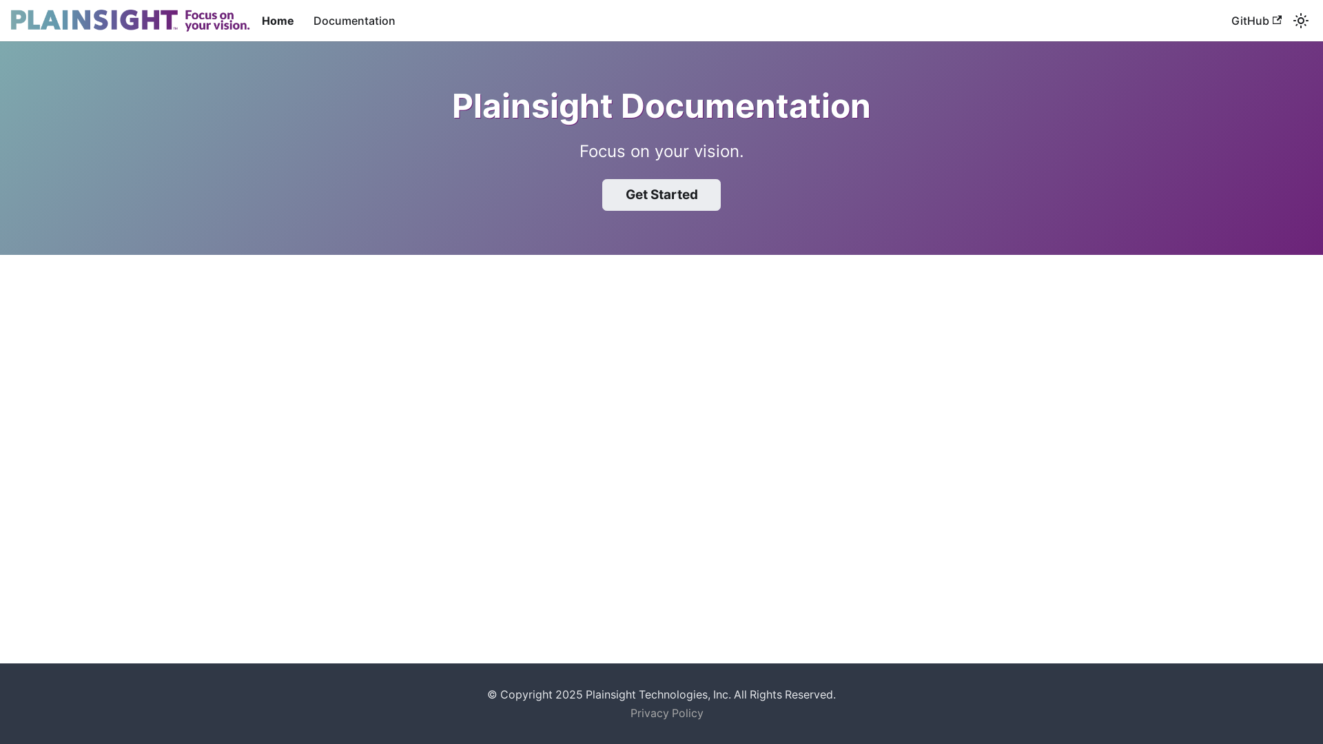 website screenshot of https://plainsight-docs-1gh.pages.dev/