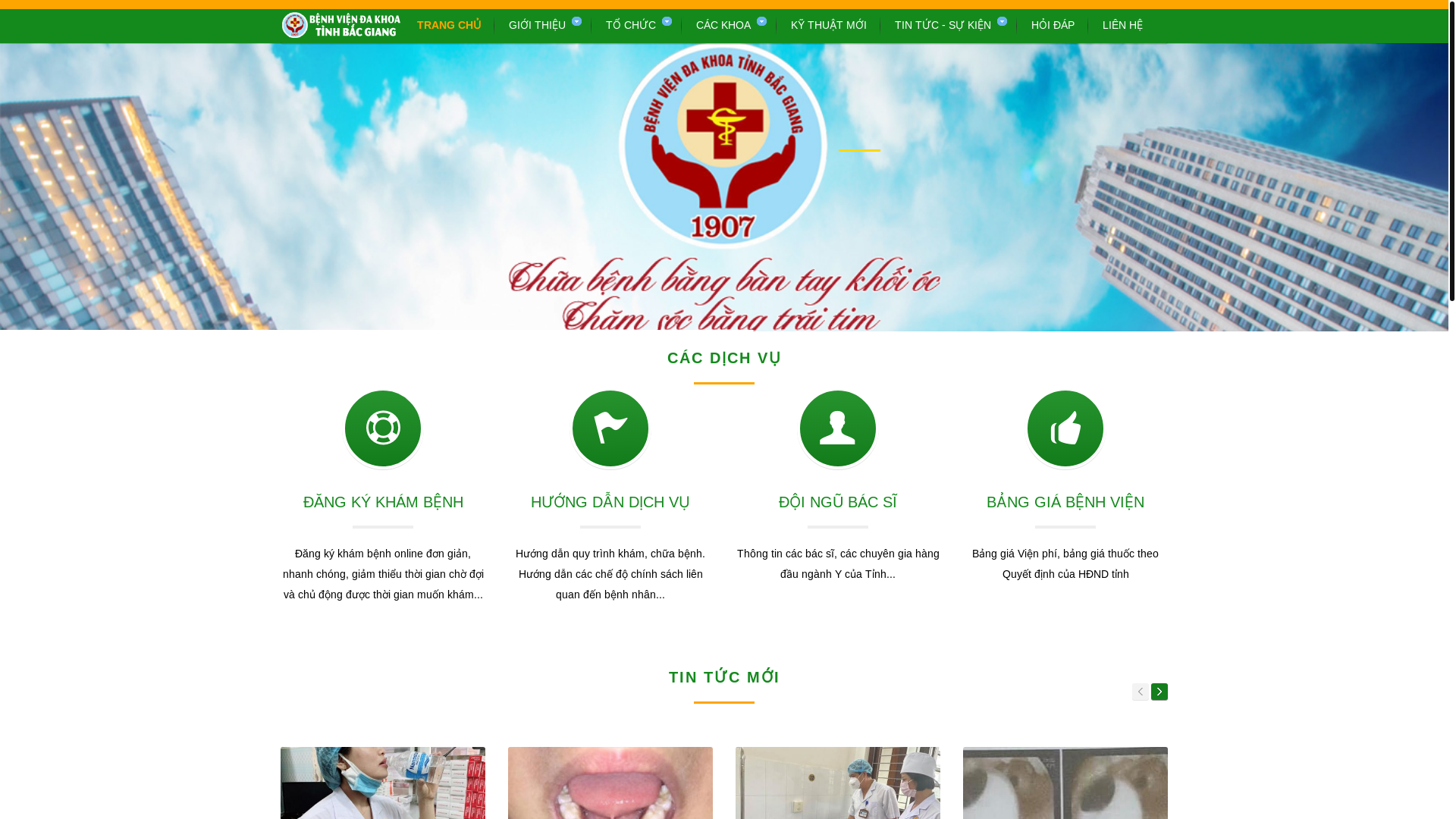 website screenshot of https://bvdkbacninhso1.vn/