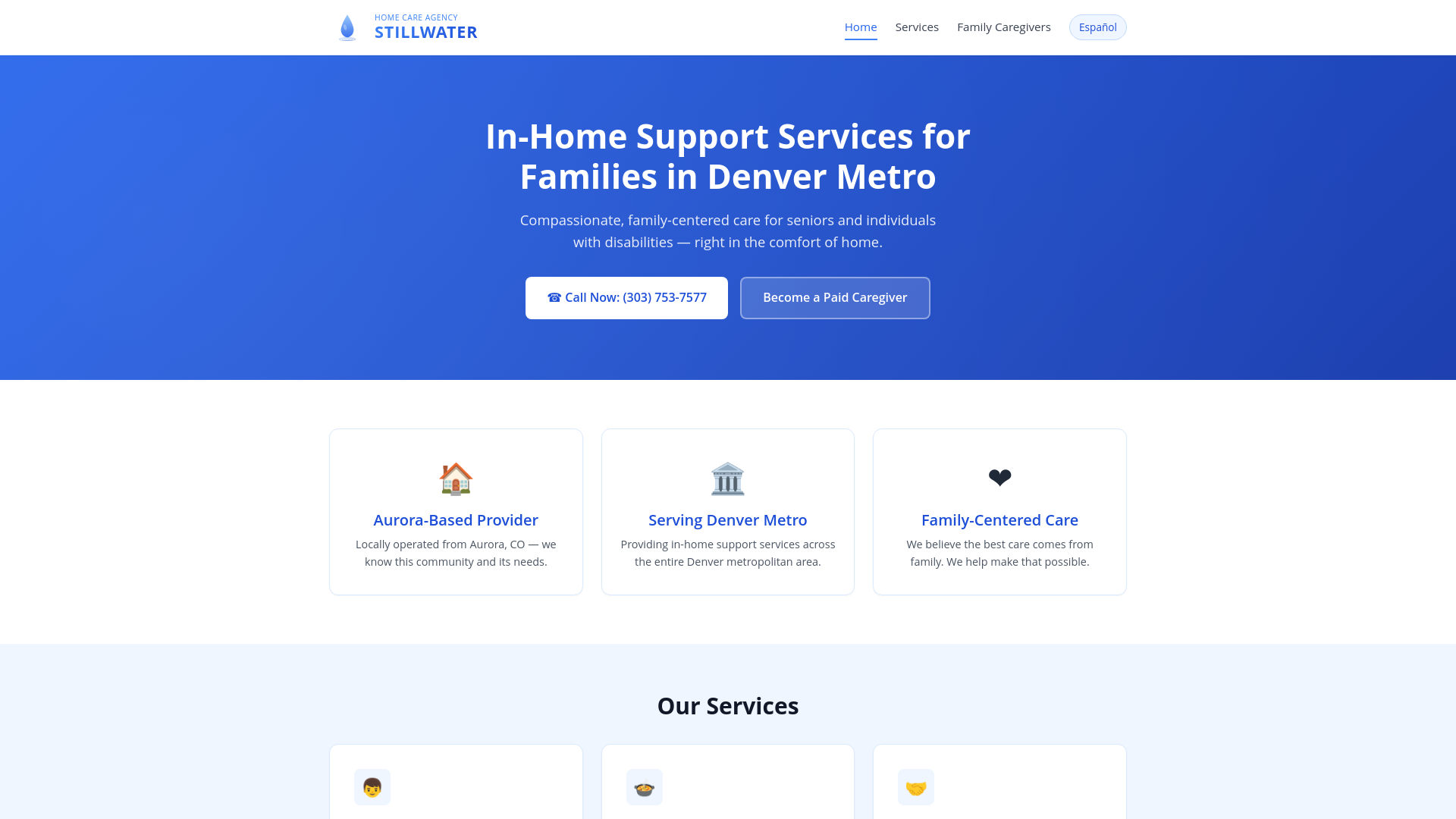 website screenshot of https://stillwaterihss.com/