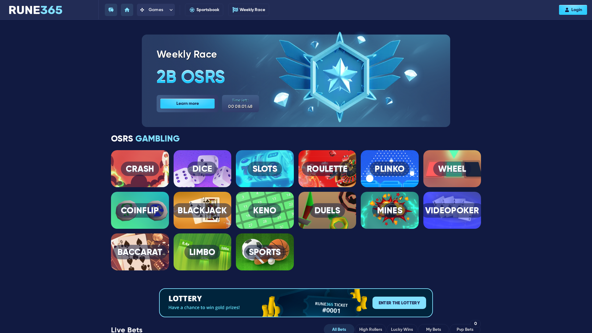 website screenshot of https://rune365.com/