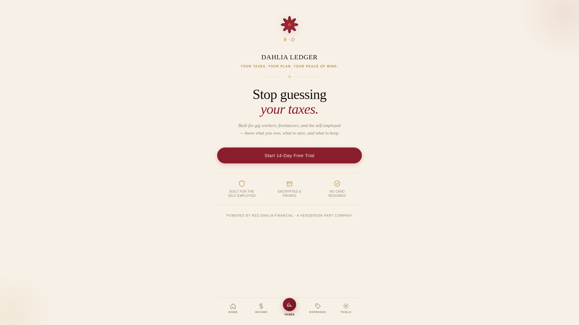 website screenshot of https://dahlialedger.com/