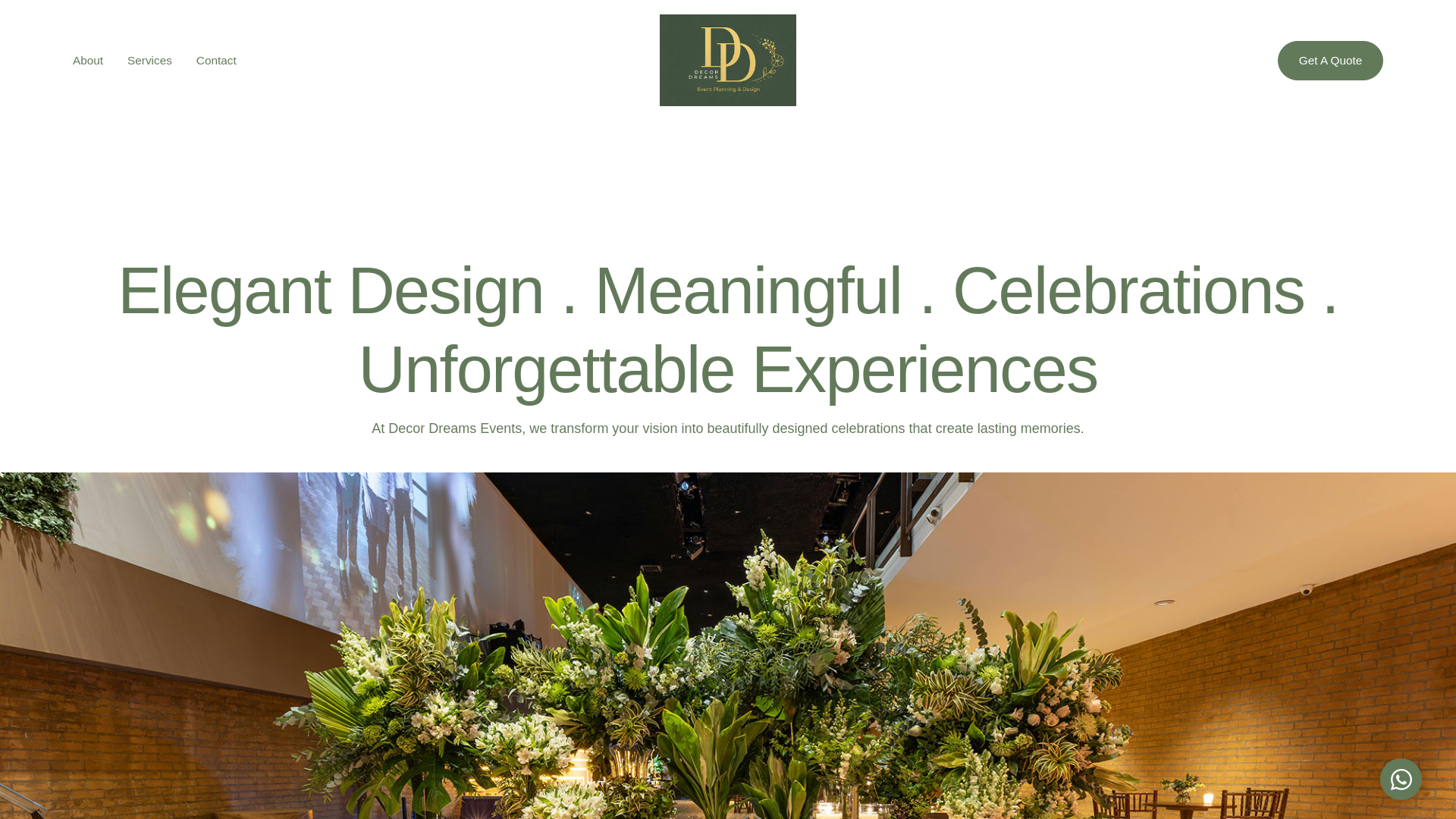 website screenshot of https://decordreamsevents.com