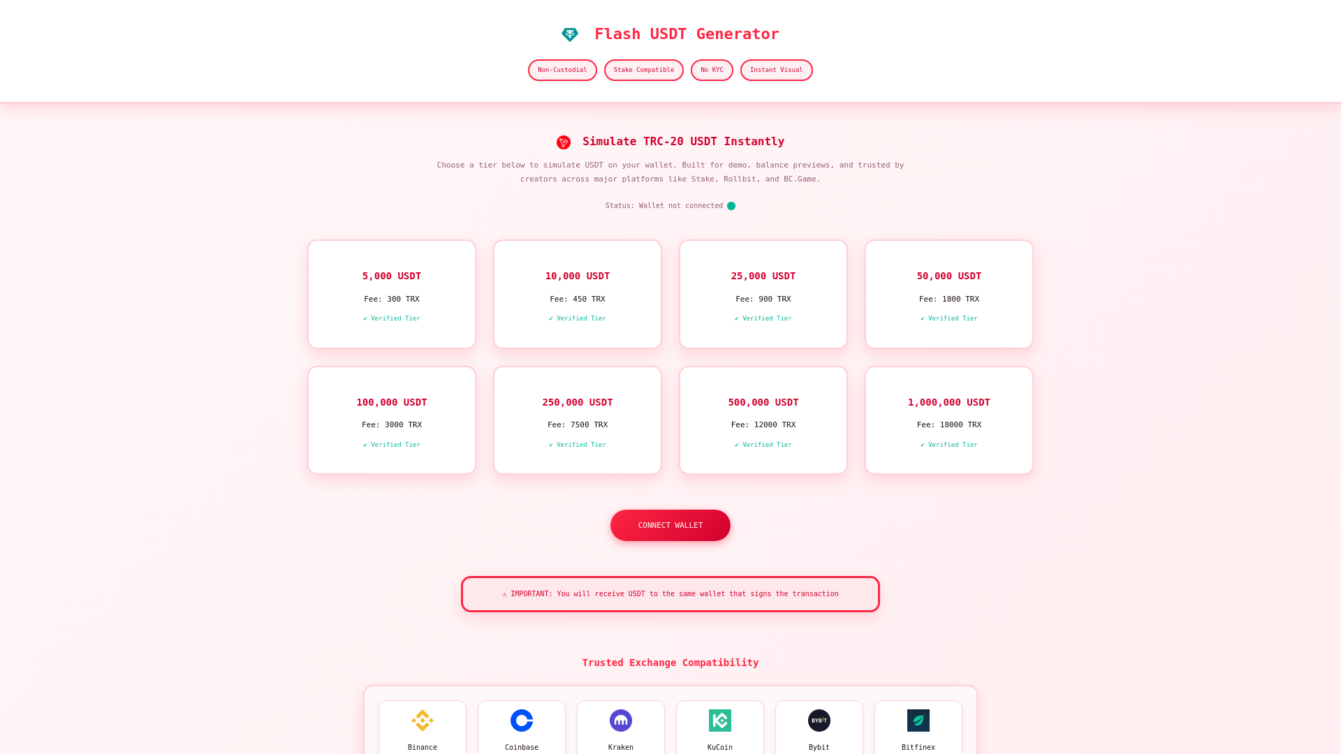 website screenshot of https://flashusdtgenerator.com/