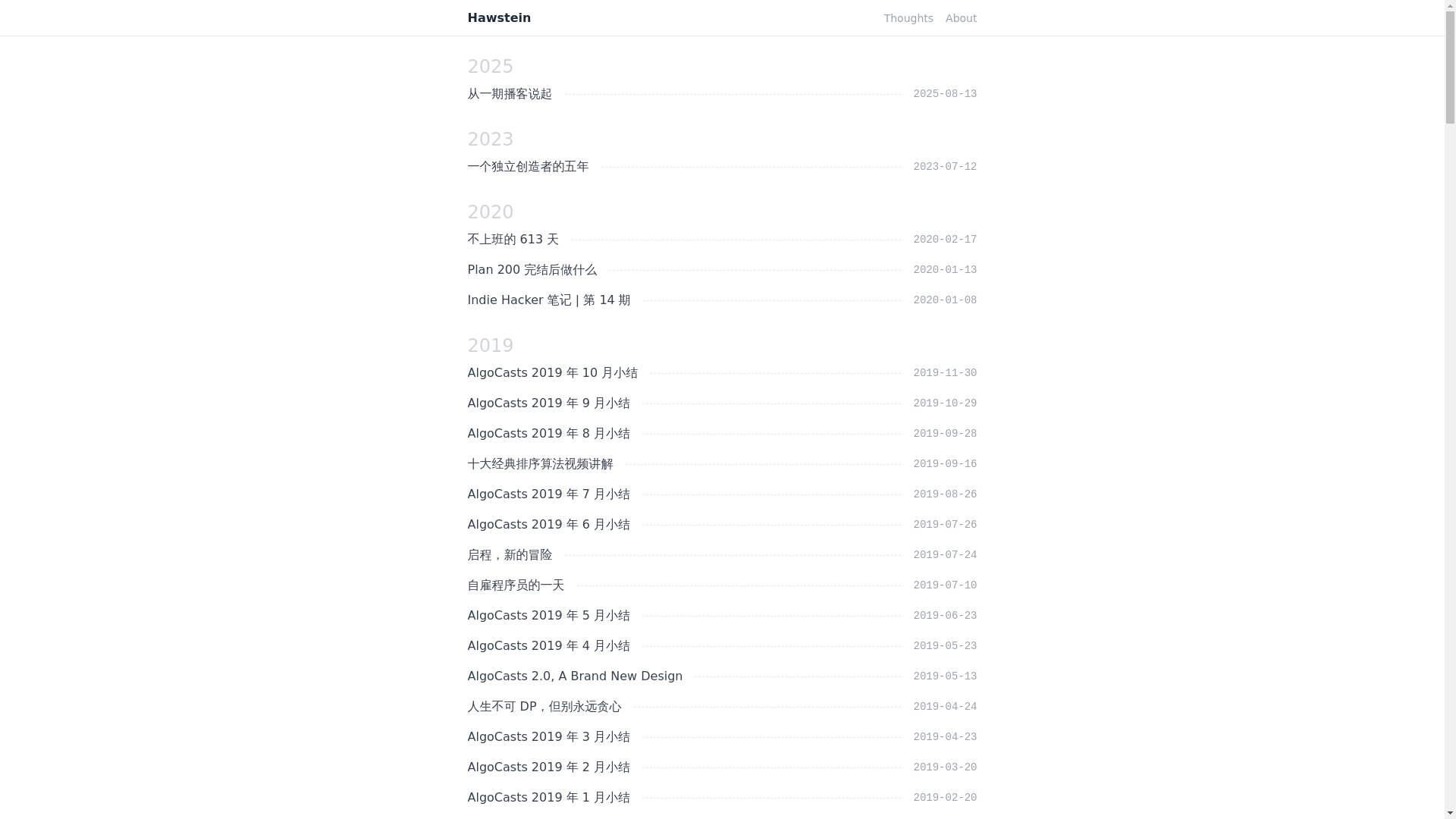 website screenshot of https://hawstein.pages.dev/