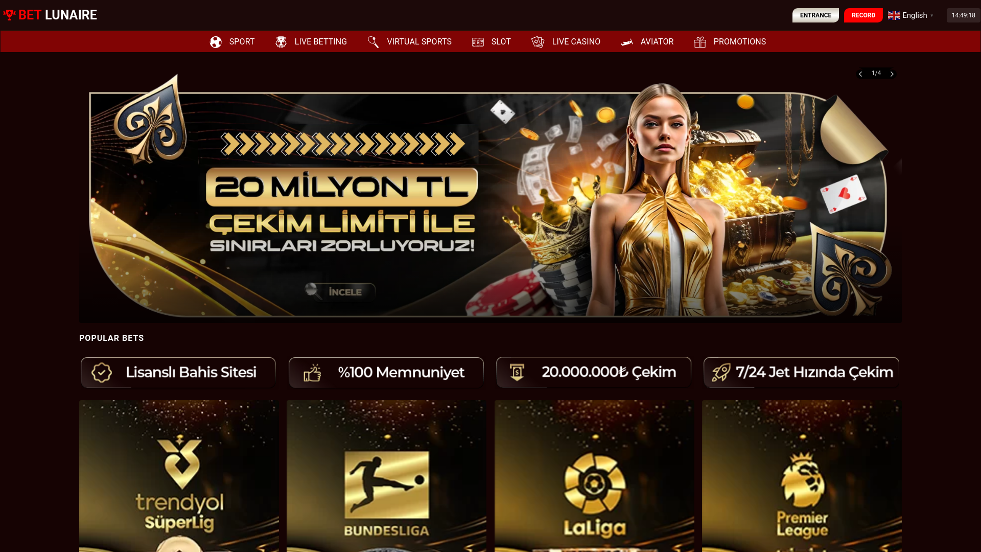 website screenshot of https://betlunaire104.com