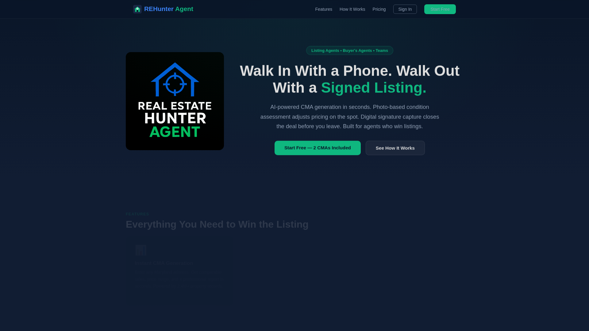website screenshot of https://rehunteragent.com