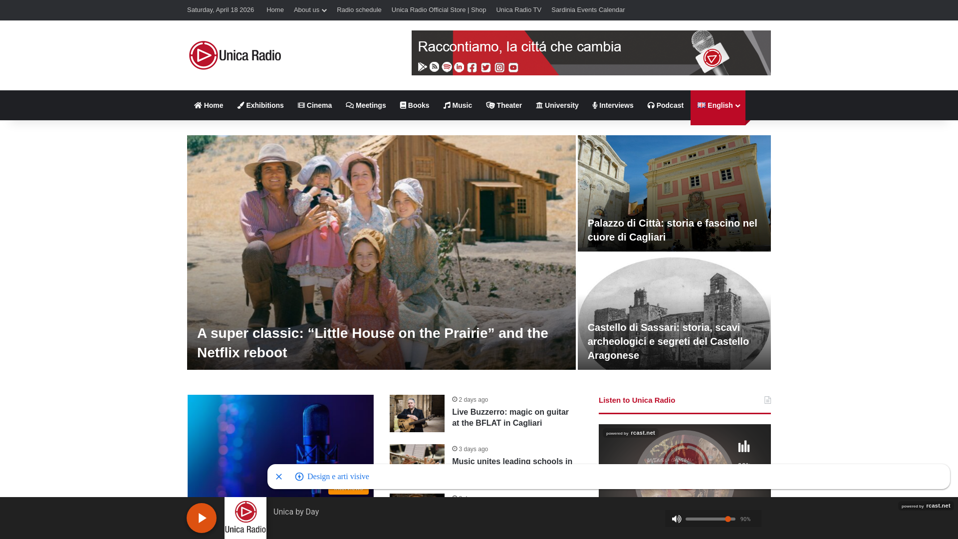 website screenshot of https://unicaradio.it