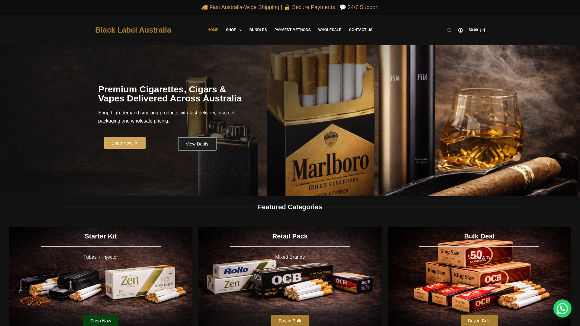 website screenshot of https://blacklabel-australia.com/