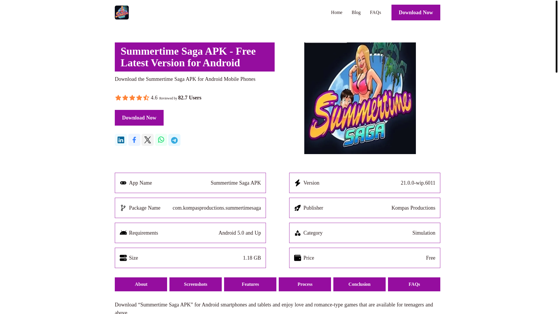 website screenshot of https://summertime-saga-apk.pages.dev/