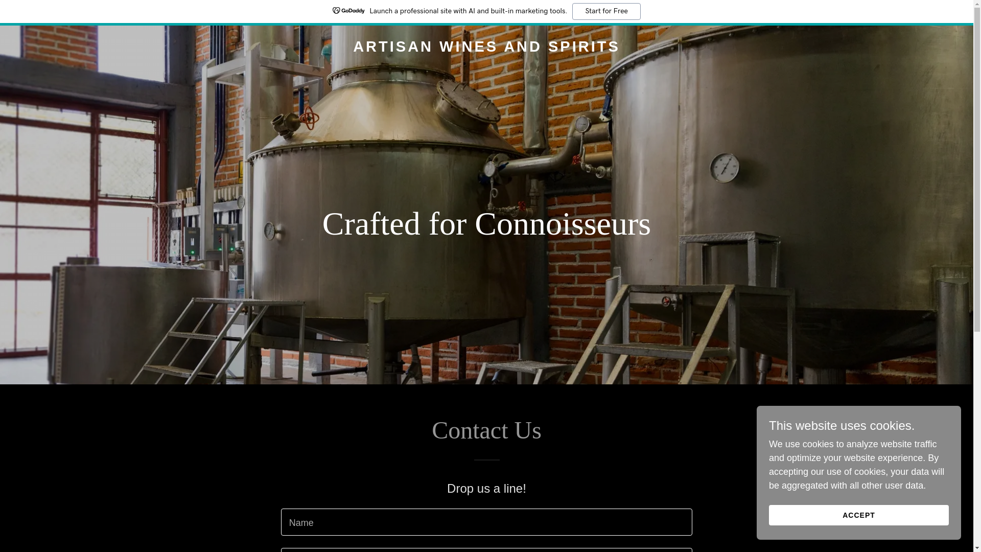 website screenshot of https://artisanwinesandspirits.com/